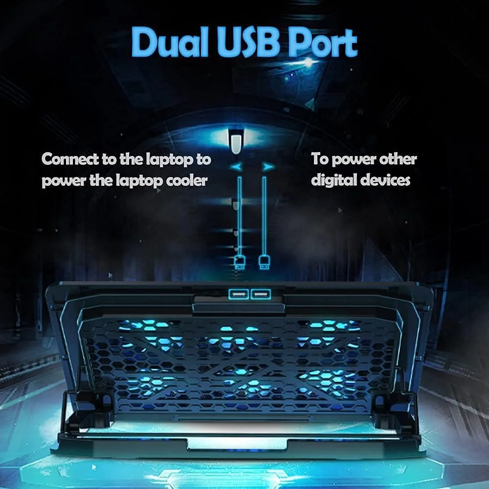 پایه خنک کننده لپ تاپ Necomi، استند خنک کننده لپ تاپ با 6 فن خنک کننده بی صدا و 6 ارتفاع قابل تنظیم، پایه خنک کننده لپ تاپ گیمینگ با دو پورت USB برای لپ تاپ های 12-17 اینچی پایه خنک کننده لپ تاپ Necomi، استند خنک کننده لپ تاپ با 6 فن خنک کننده بی صدا و 6 ارتفاع قابل تنظیم، پایه خنک کننده لپ تاپ گیمینگ با دو پورت USB برای لپ تاپ های 12-17 اینچی