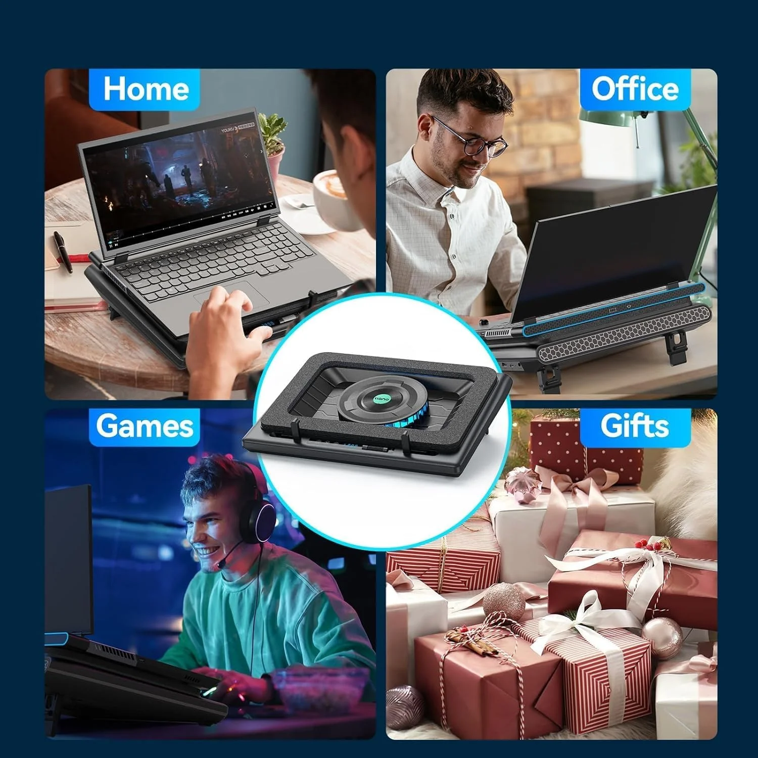 خنک کننده لپ تاپ گیمینگ llano، پایه خنک کننده لپ تاپ با فن خنک کننده خارجی 5.5 اینچی، خنک کننده سریع لپ تاپ کامپیوتر 15.6-21 اینچی، سرعت قابل تنظیم، کنترل لمسی، 3 پورت USB A خنک کننده لپ تاپ گیمینگ llano، پایه خنک کننده لپ تاپ با فن خنک کننده خارجی 5.5 اینچی، خنک کننده سریع لپ تاپ کامپیوتر 15.6-21 اینچی، سرعت قابل تنظیم، کنترل لمسی، 3 پورت USB A