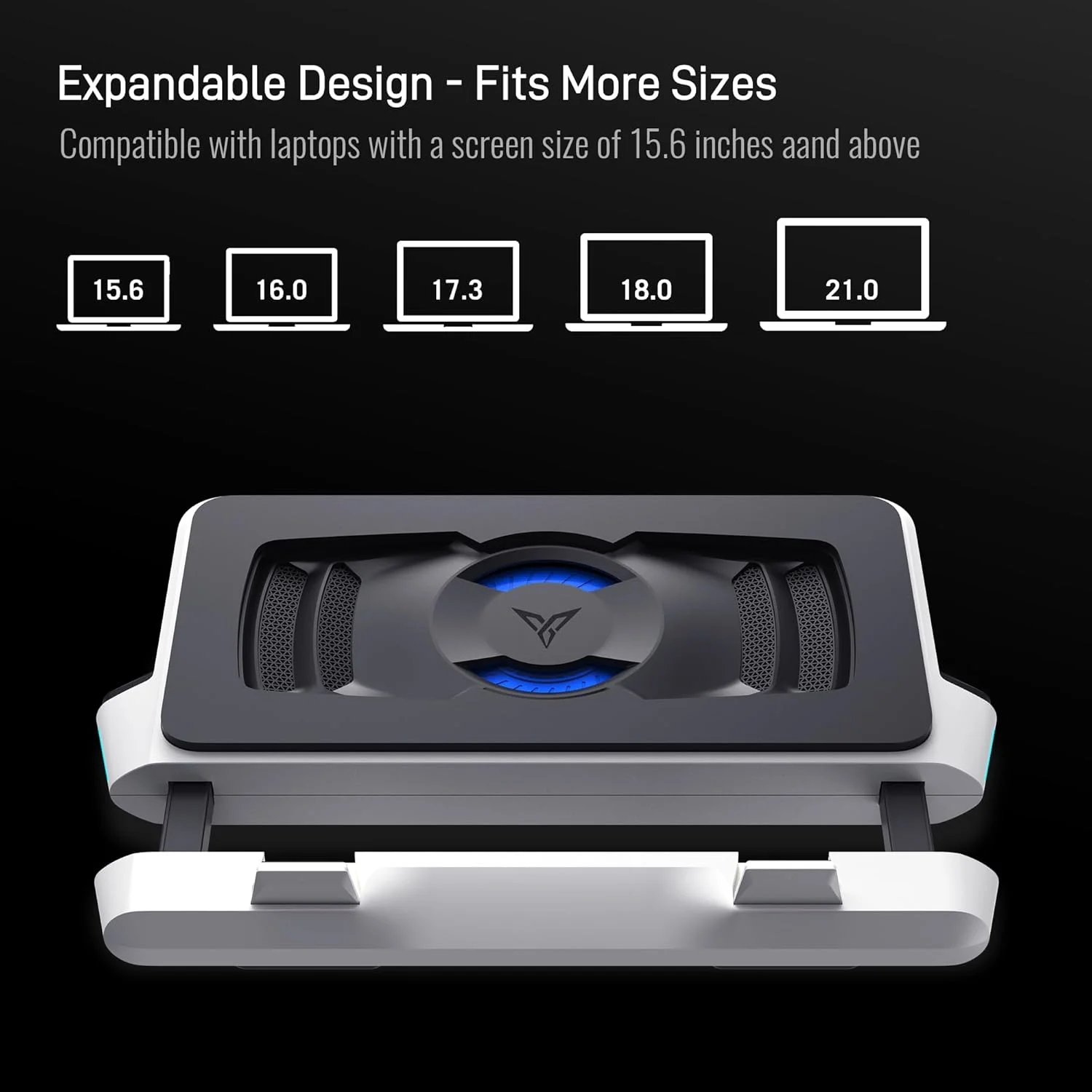 پد خنک کننده لپ تاپ Flydigi BS2 Pro RGB برای لپ تاپ های 15.6 تا 21 اینچی، فن توربو با حلقه بسته فشار باد با حداکثر 4000 دور در دقیقه، کاهش نویز سه گانه، کنترل هوشمند دما، دارای 4 پایه ارتفاع