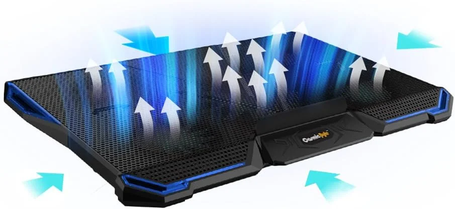 پایه خنک کننده لپ تاپ Cosmic Byte Asteroid، ارتفاع قابل تنظیم، طراحی 5 فن، نور LED، پورت های USB، پشتیبانی از لپ تاپ های تا 17 اینچ (آبی) پایه خنک کننده لپ تاپ Cosmic Byte Asteroid، ارتفاع قابل تنظیم، طراحی 5 فن، نور LED، پورت های USB، پشتیبانی از لپ تاپ های تا 17 اینچ (آبی)