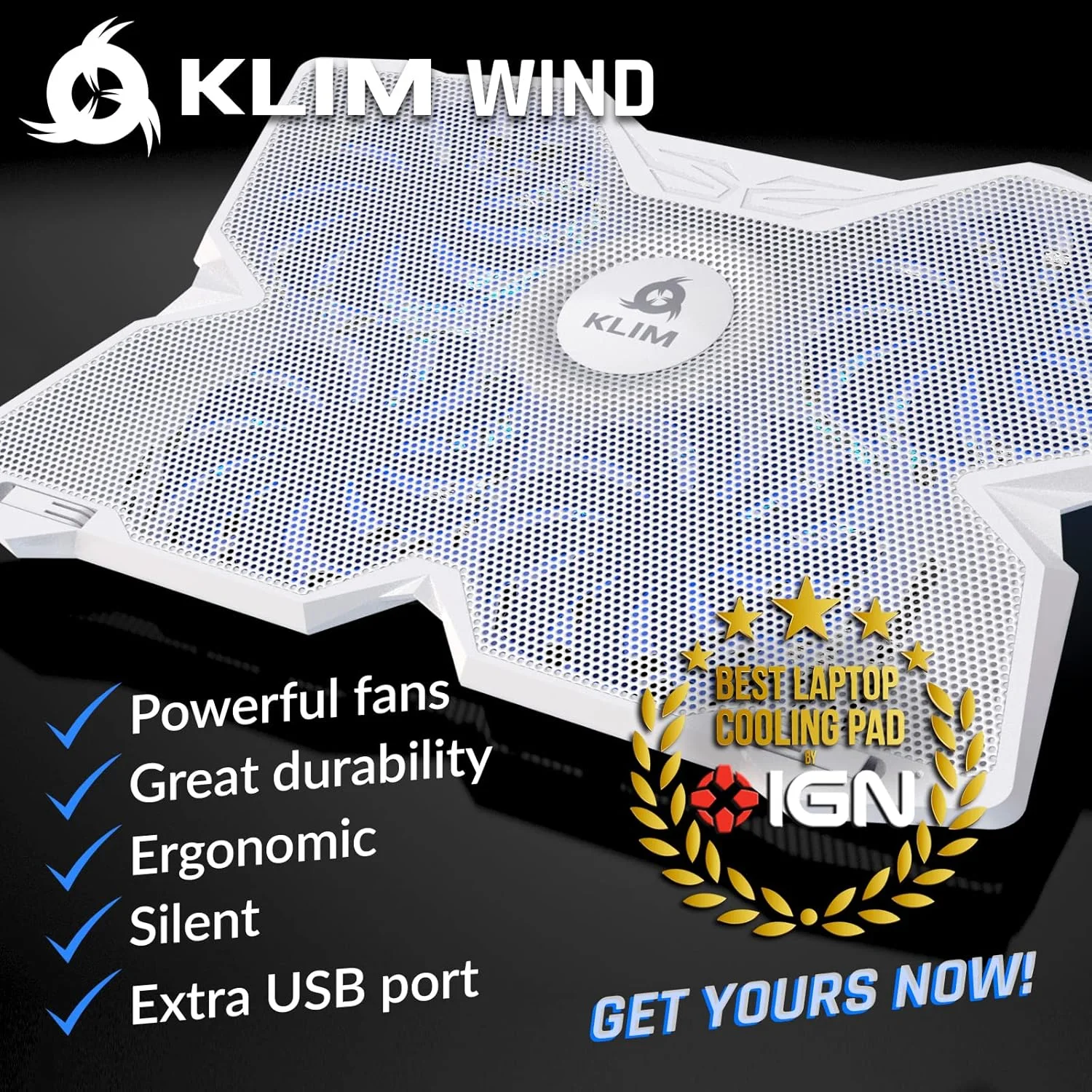 پد خنک کننده لپ تاپ KLIM Wind - فروش بیش از 500,000 دستگاه - مدل جدید 2023 - خنک کننده سریع و قدرتمند لپ تاپ - پایه لپ تاپ با 4 فن خنک کننده - 2 پورت USB - PC Mac PS5 PS4 Xbox One - سفید پد خنک کننده لپ تاپ KLIM Wind - فروش بیش از 500,000 دستگاه - مدل جدید 2023 - خنک کننده سریع و قدرتمند لپ تاپ - پایه لپ تاپ با 4 فن خنک کننده - 2 پورت USB - PC Mac PS5 PS4 Xbox One - سفید