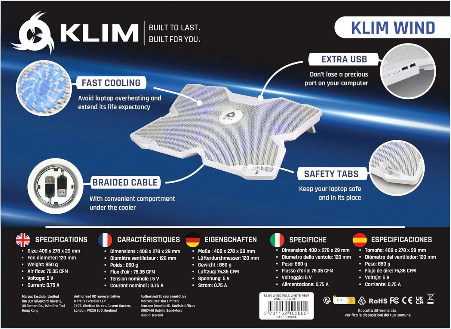 پد خنک کننده لپ تاپ KLIM Wind - فروش بیش از 500,000 دستگاه - مدل جدید 2023 - خنک کننده سریع و قدرتمند لپ تاپ - پایه لپ تاپ با 4 فن خنک کننده - 2 پورت USB - PC Mac PS5 PS4 Xbox One - سفید پد خنک کننده لپ تاپ KLIM Wind - فروش بیش از 500,000 دستگاه - مدل جدید 2023 - خنک کننده سریع و قدرتمند لپ تاپ - پایه لپ تاپ با 4 فن خنک کننده - 2 پورت USB - PC Mac PS5 PS4 Xbox One - سفید