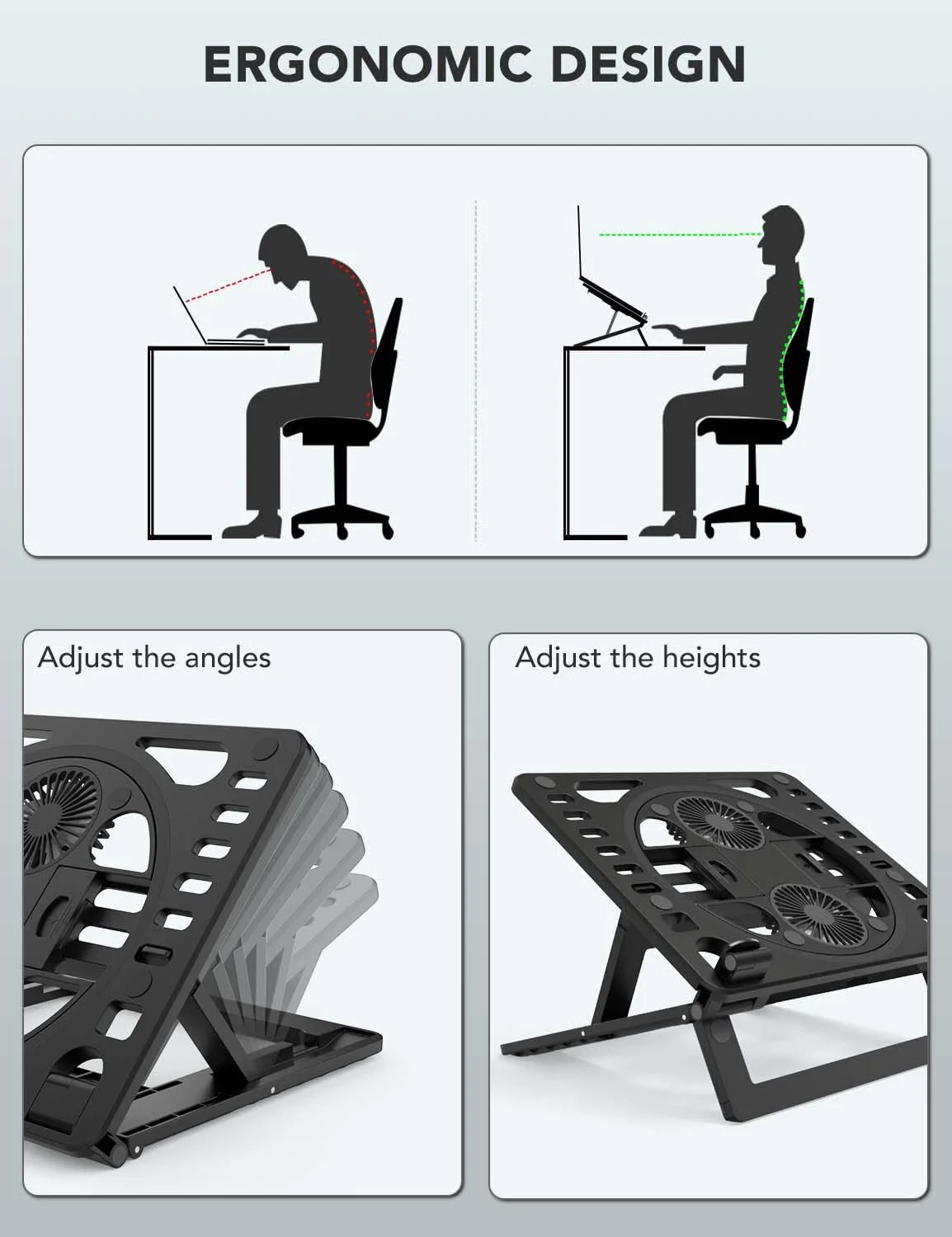 پایه خنک کننده لپ تاپ PHOCAR، پایه قابل تنظیم با فن خنک کننده برای تبلت ها، تلفن های همراه، لپ تاپ ها، سازگار با iPad، iPhone Pro Max، MacBook، Dell، HP و غیره، از 7 تا 17 اینچ… پایه خنک کننده لپ تاپ PHOCAR، پایه قابل تنظیم با فن خنک کننده برای تبلت ها، تلفن های همراه، لپ تاپ ها، سازگار با iPad، iPhone Pro Max، MacBook، Dell، HP و غیره، از 7 تا 17 اینچ…