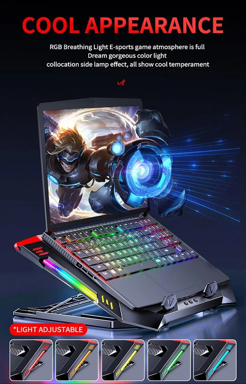 پد خنک کننده لپ تاپ Fitmos Double Blower برای لپ تاپ های گیمینگ 14-17 اینچی، پد خنک کننده با فیلتر گرد و غبار، حلقه لاستیکی انعطاف پذیر، چراغ های رنگارنگ، پایه قابل تنظیم با چراغ های RGB، سرعت دنده سوم پد خنک کننده لپ تاپ Fitmos Double Blower برای لپ تاپ های گیمینگ 14-17 اینچی، پد خنک کننده با فیلتر گرد و غبار، حلقه لاستیکی انعطاف پذیر، چراغ های رنگارنگ، پایه قابل تنظیم با چراغ های RGB، سرعت دنده سوم