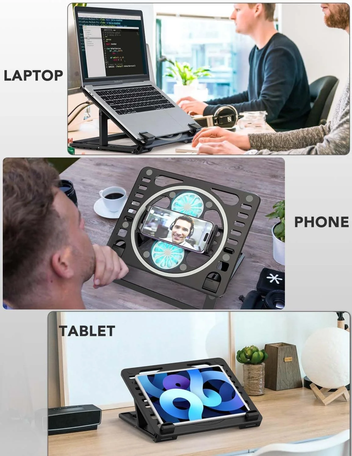 پایه خنک کننده لپ تاپ PHOCAR، پایه قابل تنظیم با فن خنک کننده برای تبلت ها، تلفن های همراه، لپ تاپ ها، سازگار با iPad، iPhone Pro Max، MacBook، Dell، HP و غیره، از 7 تا 17 اینچ… پایه خنک کننده لپ تاپ PHOCAR، پایه قابل تنظیم با فن خنک کننده برای تبلت ها، تلفن های همراه، لپ تاپ ها، سازگار با iPad، iPhone Pro Max، MacBook، Dell، HP و غیره، از 7 تا 17 اینچ…