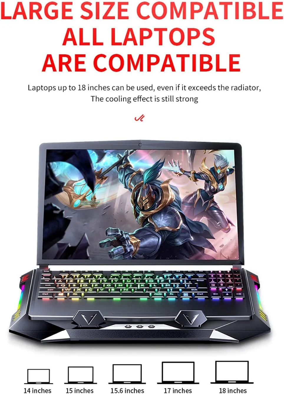 پد خنک کننده لپ تاپ Fitmos Double Blower برای لپ تاپ های گیمینگ 14-17 اینچی، پد خنک کننده با فیلتر گرد و غبار، حلقه لاستیکی انعطاف پذیر، چراغ های رنگارنگ، پایه قابل تنظیم با چراغ های RGB، سرعت دنده سوم پد خنک کننده لپ تاپ Fitmos Double Blower برای لپ تاپ های گیمینگ 14-17 اینچی، پد خنک کننده با فیلتر گرد و غبار، حلقه لاستیکی انعطاف پذیر، چراغ های رنگارنگ، پایه قابل تنظیم با چراغ های RGB، سرعت دنده سوم