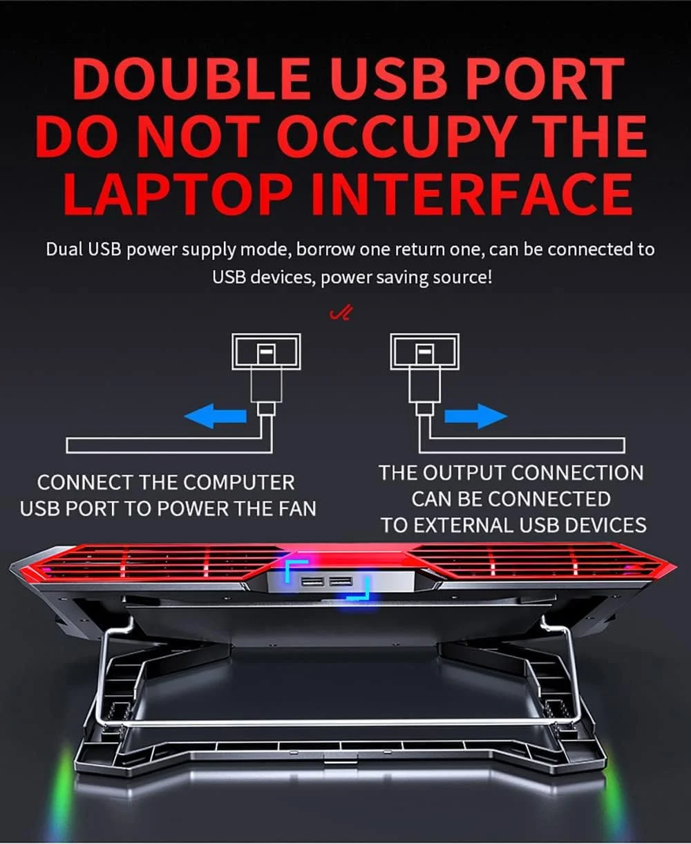 پد خنک کننده لپ تاپ Fitmos Double Blower برای لپ تاپ های گیمینگ 14-17 اینچی، پد خنک کننده با فیلتر گرد و غبار، حلقه لاستیکی انعطاف پذیر، چراغ های رنگارنگ، پایه قابل تنظیم با چراغ های RGB، سرعت دنده سوم پد خنک کننده لپ تاپ Fitmos Double Blower برای لپ تاپ های گیمینگ 14-17 اینچی، پد خنک کننده با فیلتر گرد و غبار، حلقه لاستیکی انعطاف پذیر، چراغ های رنگارنگ، پایه قابل تنظیم با چراغ های RGB، سرعت دنده سوم