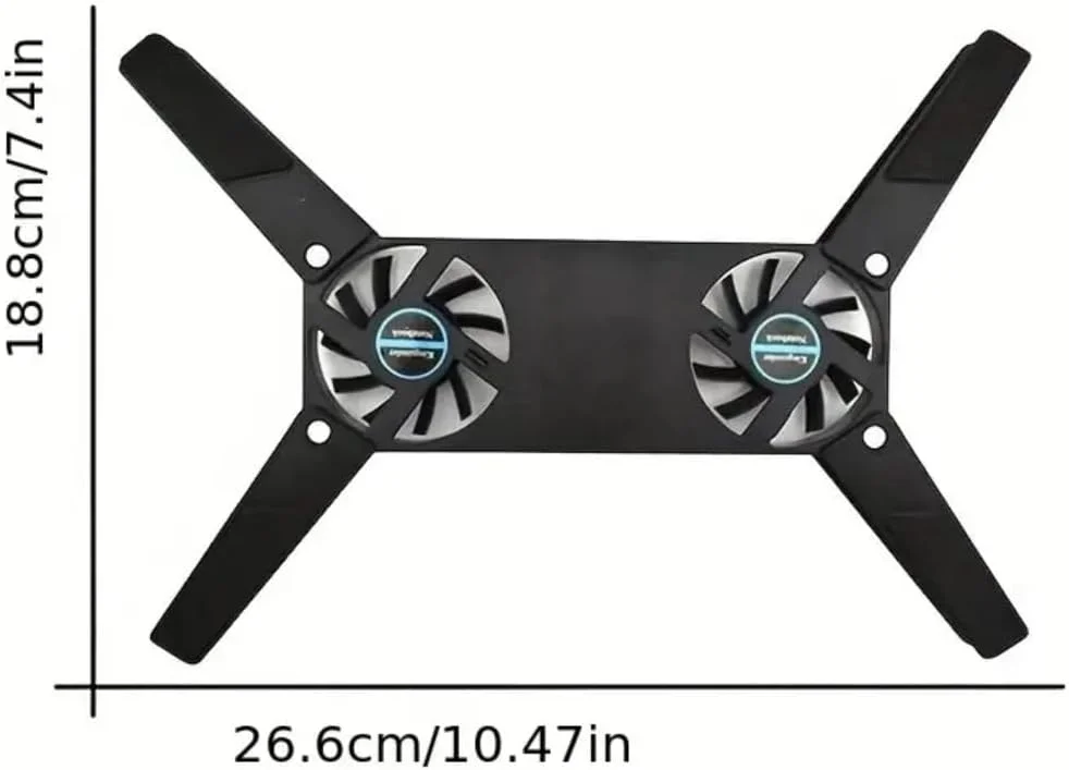 پایه خنک کننده لپ تاپ USB با دو فن، پایه تاشو، خنک کننده قابل حمل نوت بوک، مشکی پایه خنک کننده لپ تاپ USB با دو فن، پایه تاشو، خنک کننده قابل حمل نوت بوک، مشکی