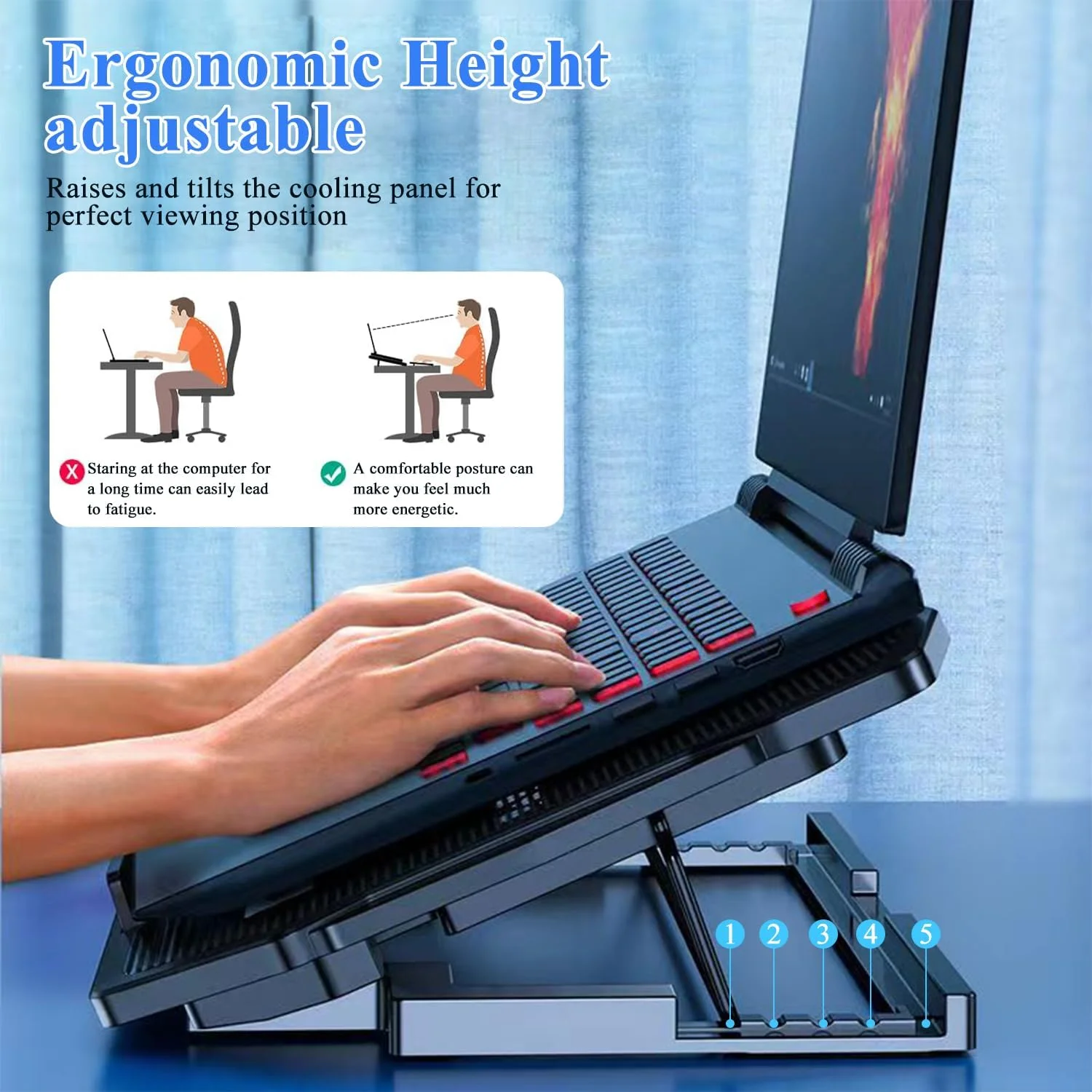 پایه خنک کننده لپ تاپ 6 فن برای لپ تاپ های 12-17 اینچی با دو پورت USB، خنک کننده گیمینگ لپ تاپ، پایه خنک کننده لپ تاپ برای کامپیوتر پایه خنک کننده لپ تاپ 6 فن برای لپ تاپ های 12-17 اینچی با دو پورت USB، خنک کننده گیمینگ لپ تاپ، پایه خنک کننده لپ تاپ برای کامپیوتر