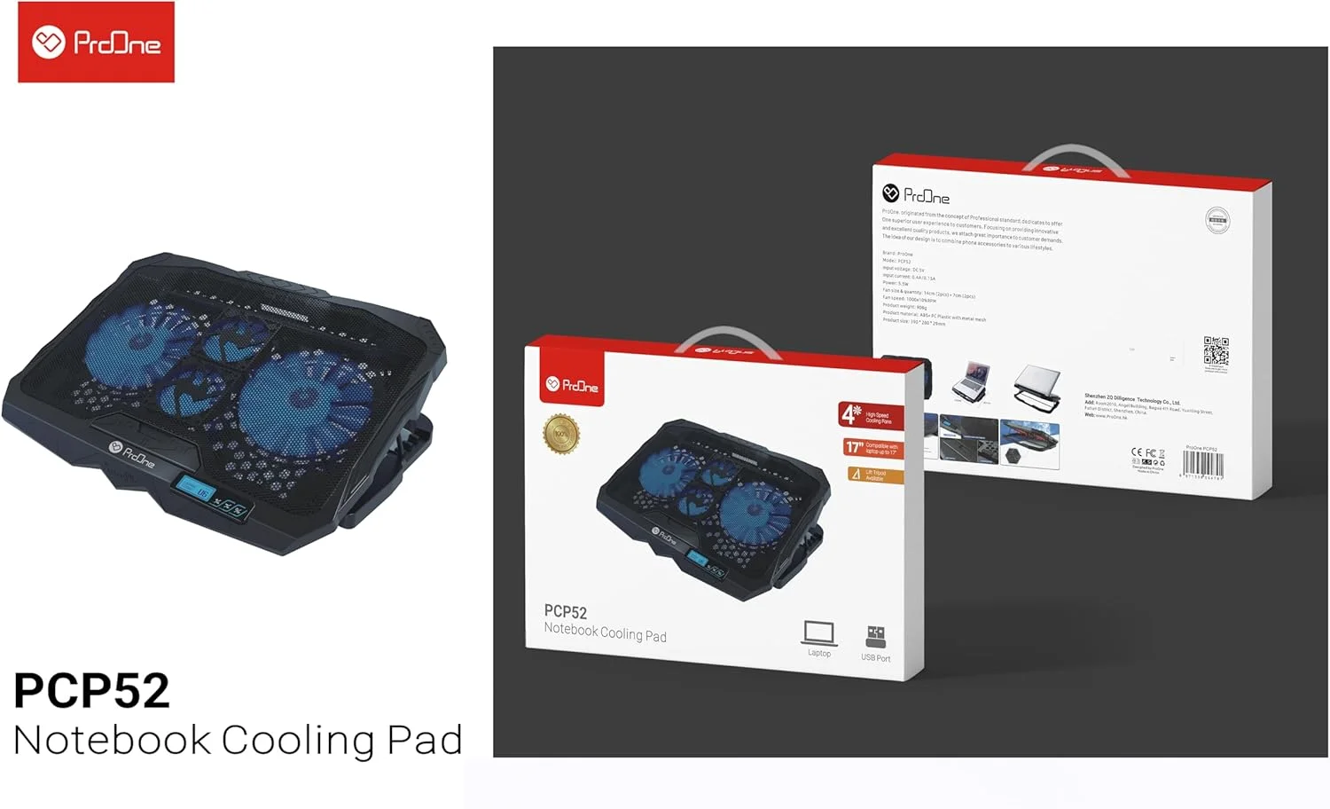 پایه خنک کننده لپ تاپ ProOne PCP52 با 4 فن – استند USB قابل تنظیم با دو پورت USB و نور LED، خنک کننده ارگونومیک و بی صدا برای لپ تاپ های 10 تا 17 اینچی (گیمینگ، کار و خانه) پایه خنک کننده لپ تاپ ProOne PCP52 با 4 فن – استند USB قابل تنظیم با دو پورت USB و نور LED، خنک کننده ارگونومیک و بی صدا برای لپ تاپ های 10 تا 17 اینچی (گیمینگ، کار و خانه)