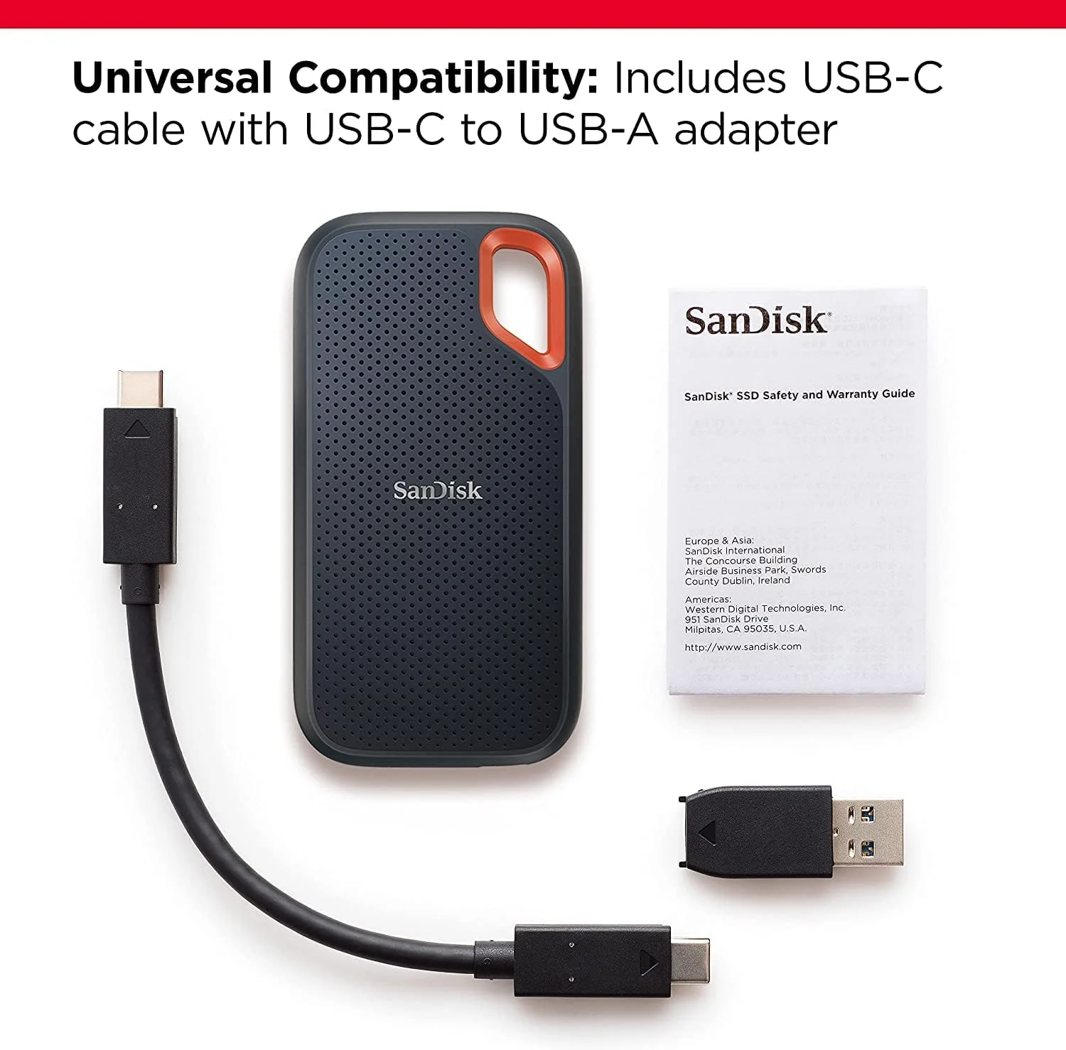 اس اس دی اکسترنال قابل حمل SanDisk Extreme با ظرفیت 2 ترابایت - سرعت تا 1050 مگابایت بر ثانیه - USB-C، USB 3.2 Gen 2 - مدل SDSSDE61-2T00-G25