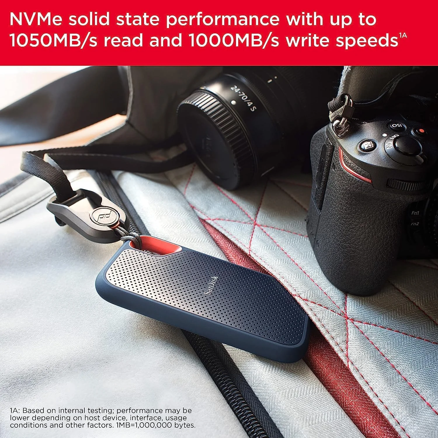 اس اس دی اکسترنال قابل حمل SanDisk Extreme با ظرفیت 2 ترابایت - سرعت تا 1050 مگابایت بر ثانیه - USB-C، USB 3.2 Gen 2 - مدل SDSSDE61-2T00-G25
