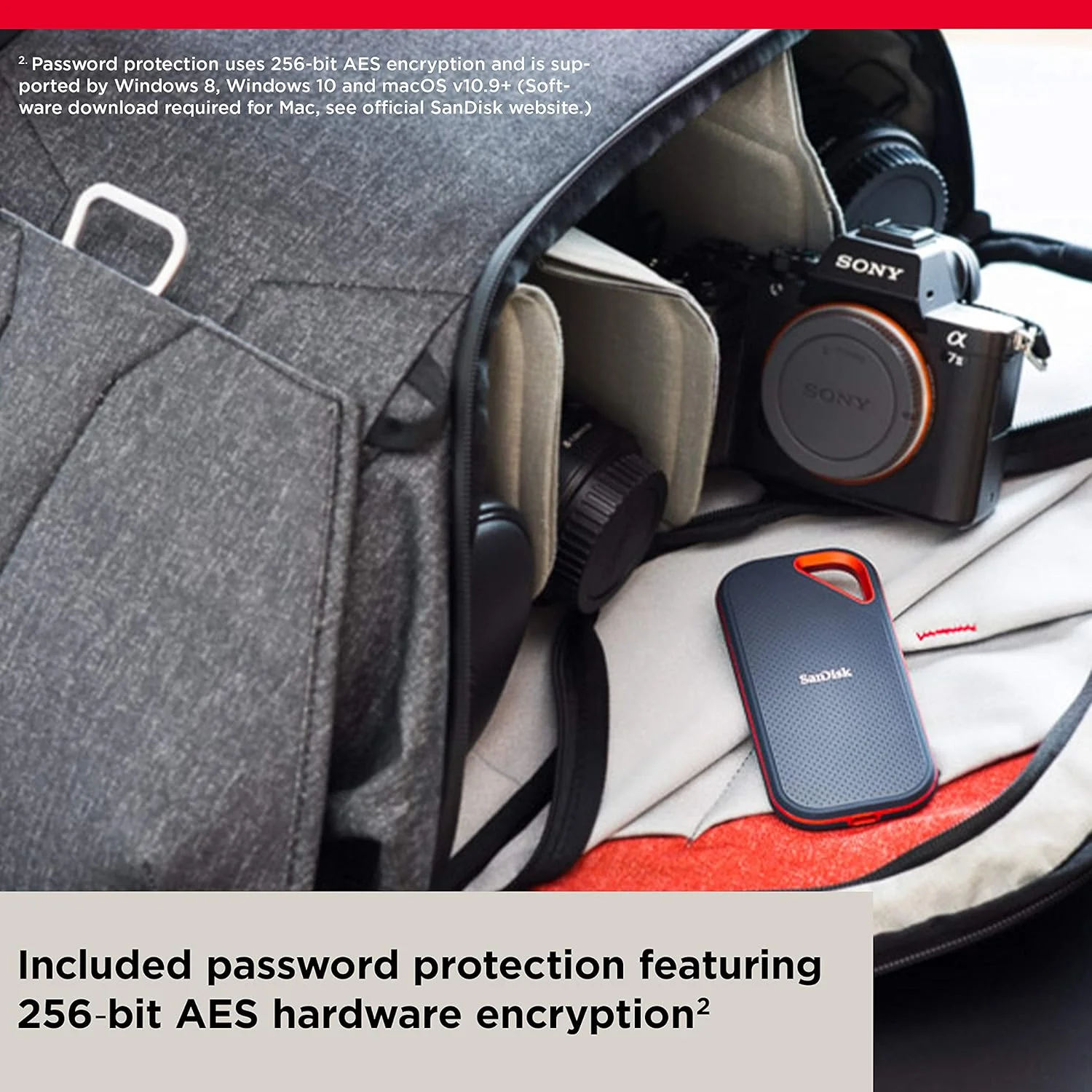SSD اکسترنال پرتابل SanDisk Extreme PRO با ظرفیت 2 ترابایت - سرعت تا 2000 مگابایت بر ثانیه - USB-C, USB 3.2 Gen 2x2 - مدل SDSSDE81-2T00-G25