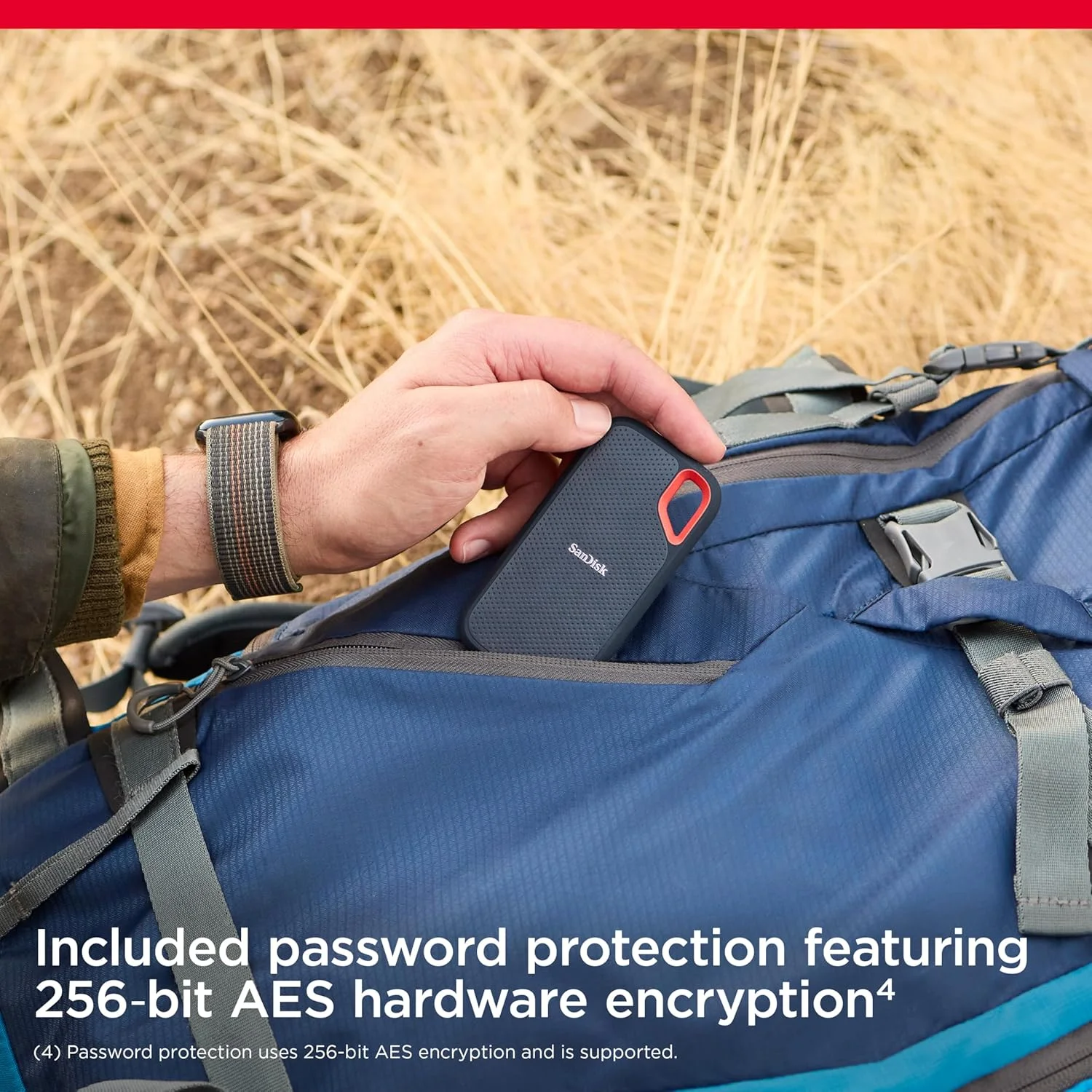 حافظه اس اس دی اکسترنال قابل حمل SanDisk Extreme با ظرفیت 8 ترابایت - سرعت تا 1050 مگابایت بر ثانیه، USB-C، USB 3.2 Gen 2، مقاومت در برابر آب و گرد و غبار IP65، فریمور بروز شده - مدل SDSSDE61-8T00-G25