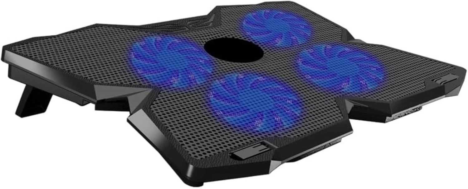 پایه خنک کننده لپ تاپ HALAMODO با 4 فن، پد خنک کننده با پورت USB دوگانه و استند برای لپ تاپ (مشکی) پایه خنک کننده لپ تاپ HALAMODO با 4 فن، پد خنک کننده با پورت USB دوگانه و استند برای لپ تاپ (مشکی)