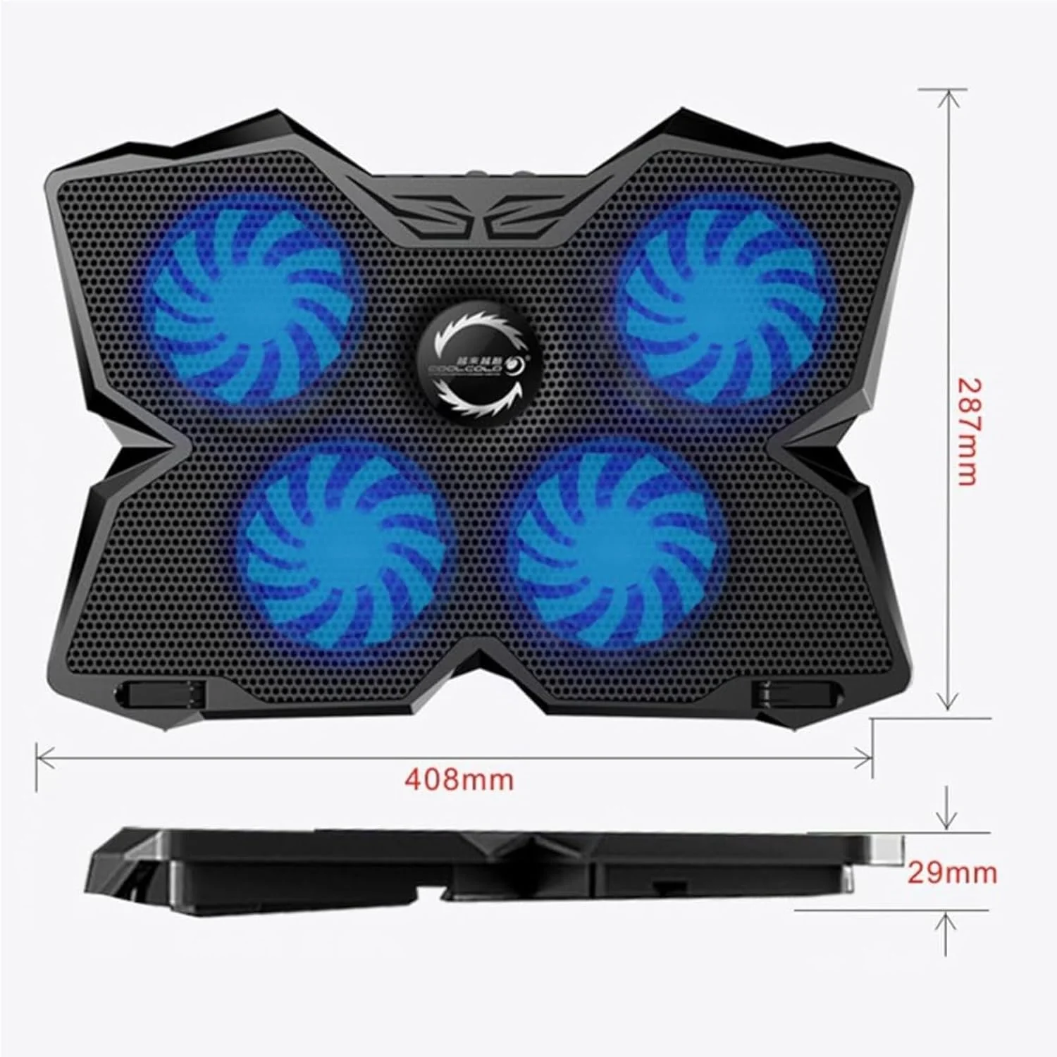 پایه خنک کننده لپ تاپ HALAMODO با 4 فن، پد خنک کننده با پورت USB دوگانه و استند برای لپ تاپ (مشکی) پایه خنک کننده لپ تاپ HALAMODO با 4 فن، پد خنک کننده با پورت USB دوگانه و استند برای لپ تاپ (مشکی)