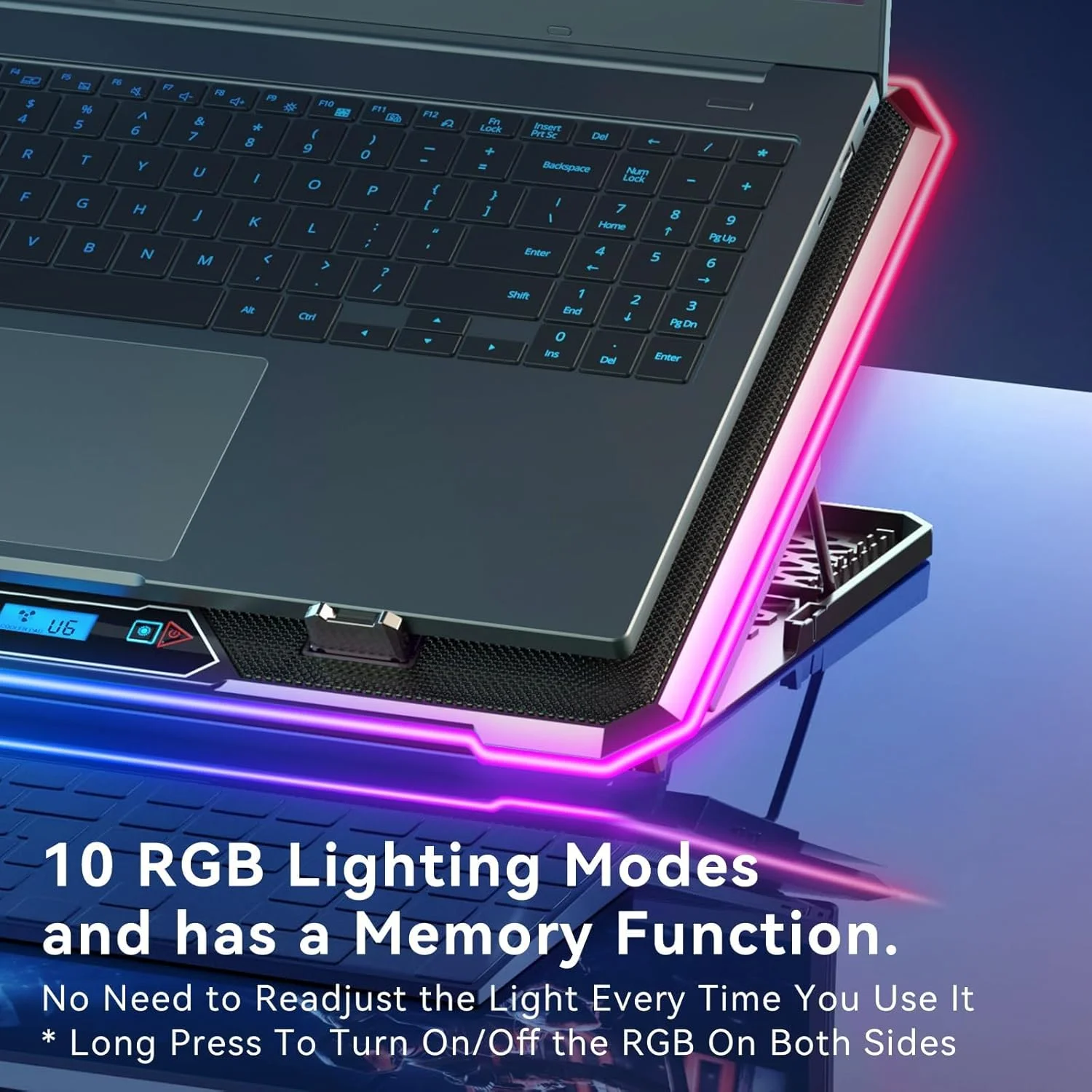 پایه خنک کننده لپ تاپ گیمینگ LTZEMOO RGB، فن خنک کننده لپ تاپ با 13 فن خنک کننده بی صدا برای لپ تاپ های 15.6-17.3 اینچی، 9 حالت ارتفاع، چراغ های LED و صفحه نمایش LCD، 2 پورت USB، قابل استفاده روی پا پایه خنک کننده لپ تاپ گیمینگ LTZEMOO RGB، فن خنک کننده لپ تاپ با 13 فن خنک کننده بی صدا برای لپ تاپ های 15.6-17.3 اینچی، 9 حالت ارتفاع، چراغ های LED و صفحه نمایش LCD، 2 پورت USB، قابل استفاده روی پا