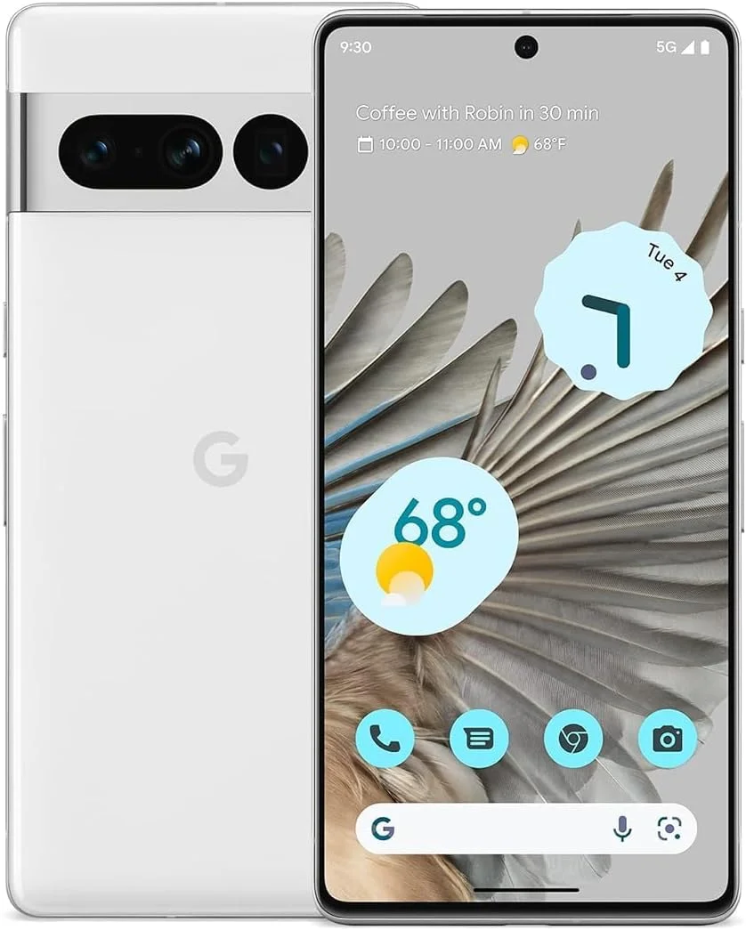 گوشی موبایل گوگل پیکسل 7 پرو - تلفن اندرویدی 5G - گوشی هوشمند آنلاک با لنز تله فوتو/واید انگل، و باتری 24 ساعته - 256 گیگابایت - سفید برفی