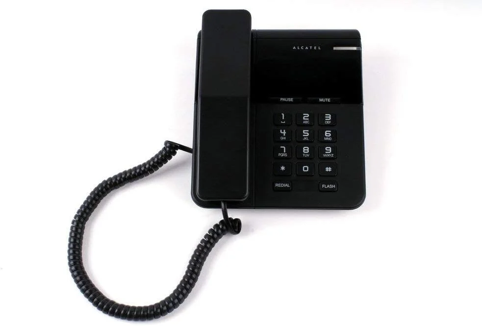 تلفن رومیزی سیم دار آلکاتل T22 مشکی با نشانگر نوری چشمک زن