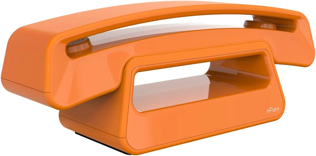 تلفن بی سیم DECT آلکاتل ePure Iconic - طراحی کلاسیک - صفحه نمایش گرافیکی بزرگ و خوانا - هندزفری - مسدود کردن تماس - نارنجی