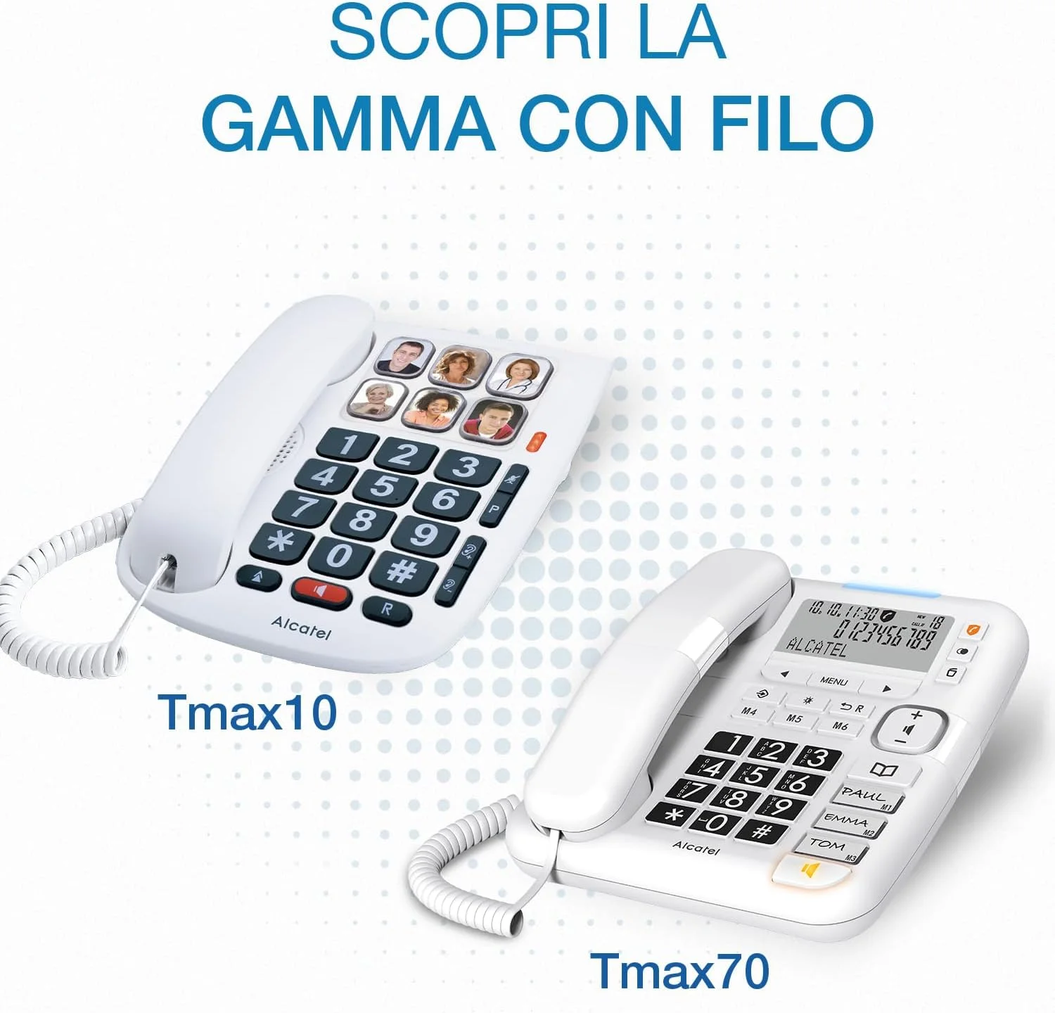 تلفن رومیزی آلکاتل TMAX70 FR WHTCORDED آنالوگ سفید