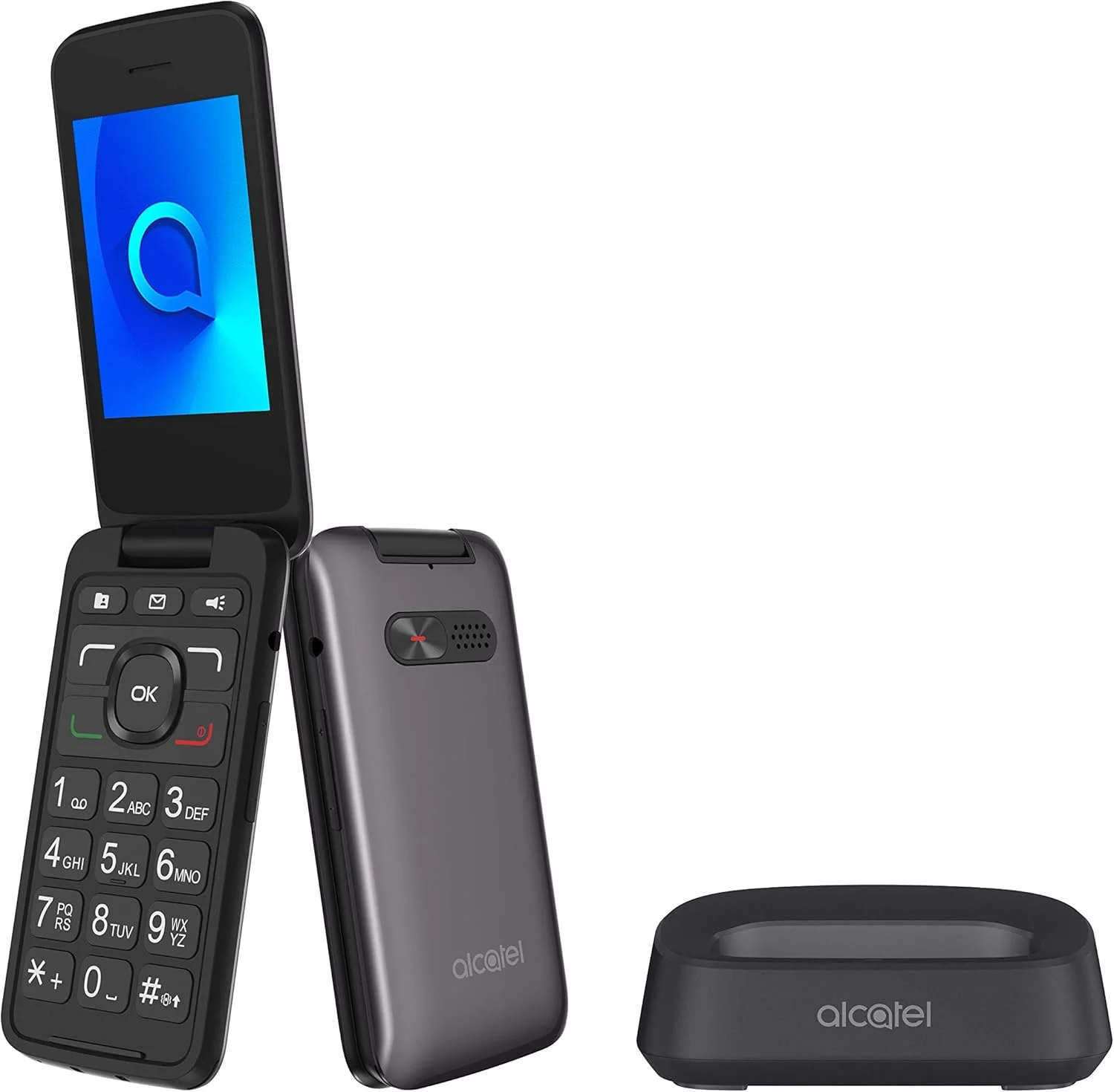 گوشی موبایل آلکاتل 3026X با صفحه نمایش 2.8 اینچی، 128 مگابایت رم، 256 مگابایت حافظه داخلی و بلوتوث - خاکستری