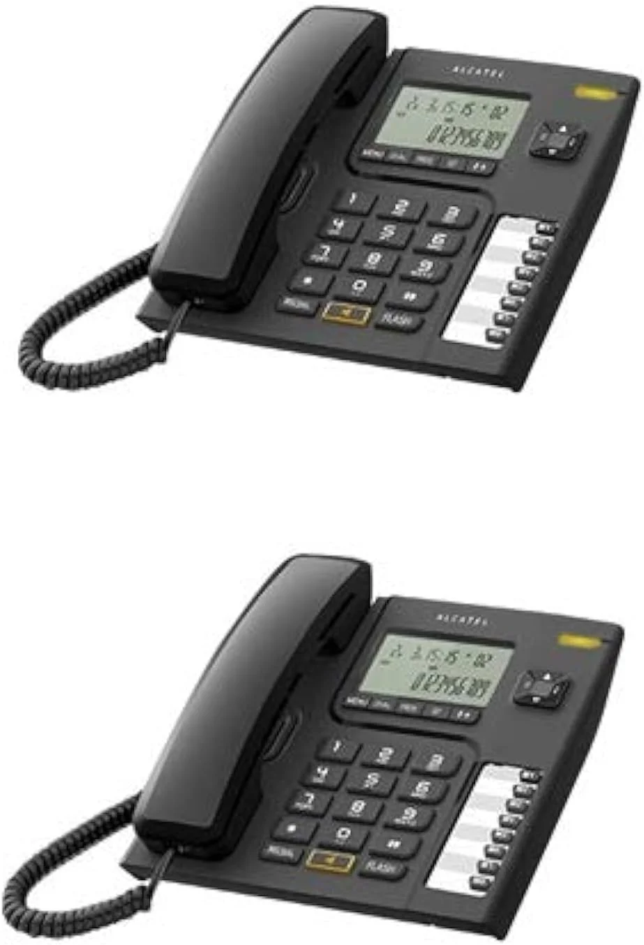 تلفن رومیزی سیم دار آلکاتل مدل T-76 مشکی با قابلیت نمایشگر شماره و عملکرد هندزفری (بسته 2 عددی)