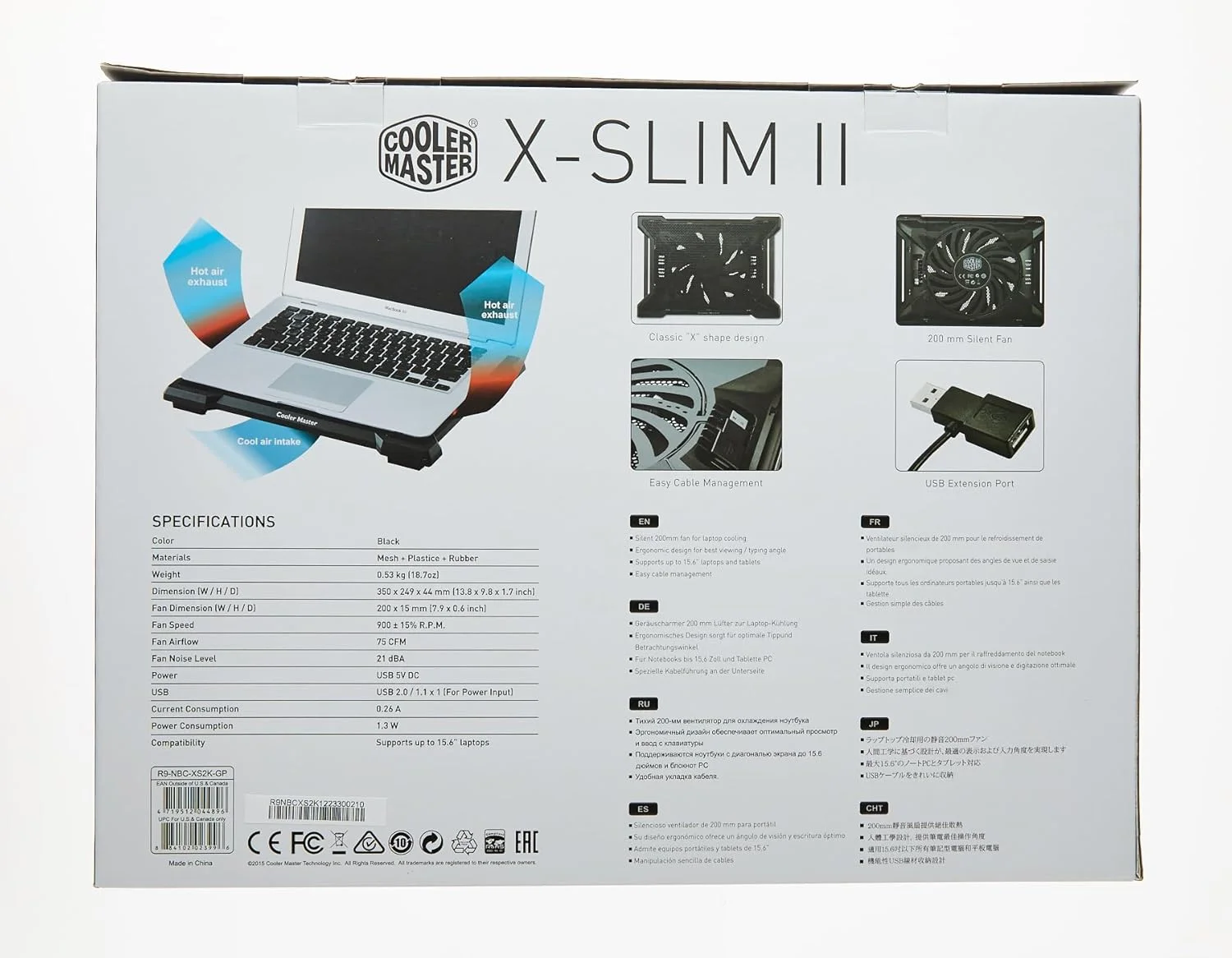 پایه خنک کننده لپ تاپ کولر مستر NotePal X-SLIM II 'فن 200 میلی متری بی صدا، طراحی ارگونومیک، پشتیبانی از لپ تاپ های تا 15.6 اینچ' R9-NBC-XS2K-GP پایه خنک کننده لپ تاپ کولر مستر NotePal X-SLIM II 'فن 200 میلی متری بی صدا، طراحی ارگونومیک، پشتیبانی از لپ تاپ های تا 15.6 اینچ' R9-NBC-XS2K-GP