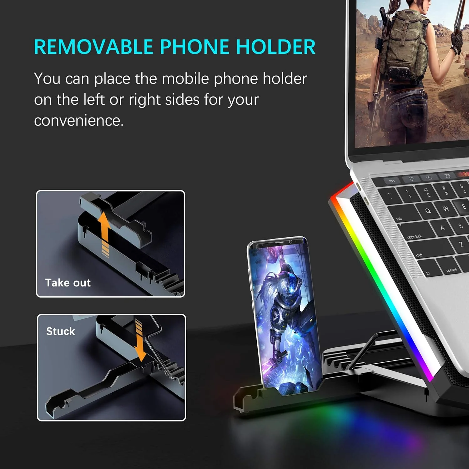 پایه خنک کننده لپ تاپ TopMate C11 RGB مخصوص بازی، فن خنک کننده نوت بوک با ارتفاع قابل تنظیم با 6 فن بی صدا و نگهدارنده تلفن، پد خنک کننده کامپیوتر، برای لپ تاپ های 15.6-17.3 اینچی - نور آبی LED پایه خنک کننده لپ تاپ TopMate C11 RGB مخصوص بازی، فن خنک کننده نوت بوک با ارتفاع قابل تنظیم با 6 فن بی صدا و نگهدارنده تلفن، پد خنک کننده کامپیوتر، برای لپ تاپ های 15.6-17.3 اینچی - نور آبی LED