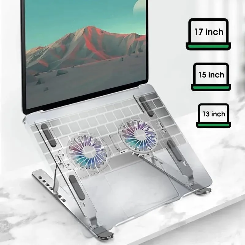 پایه خنک کننده لپ تاپ Next Plug، تاشو و قابل حمل با فن های توربو، فن دوگانه RGB با تغذیه USB، دارای 7 ارتفاع قابل تنظیم برای لپ تاپ های گیمینگ 12 تا 17 اینچی، پد خنک کننده و نگهدارنده تبلت آیپد. پایه خنک کننده لپ تاپ Next Plug، تاشو و قابل حمل با فن های توربو، فن دوگانه RGB با تغذیه USB، دارای 7 ارتفاع قابل تنظیم برای لپ تاپ های گیمینگ 12 تا 17 اینچی، پد خنک کننده و نگهدارنده تبلت آیپد.