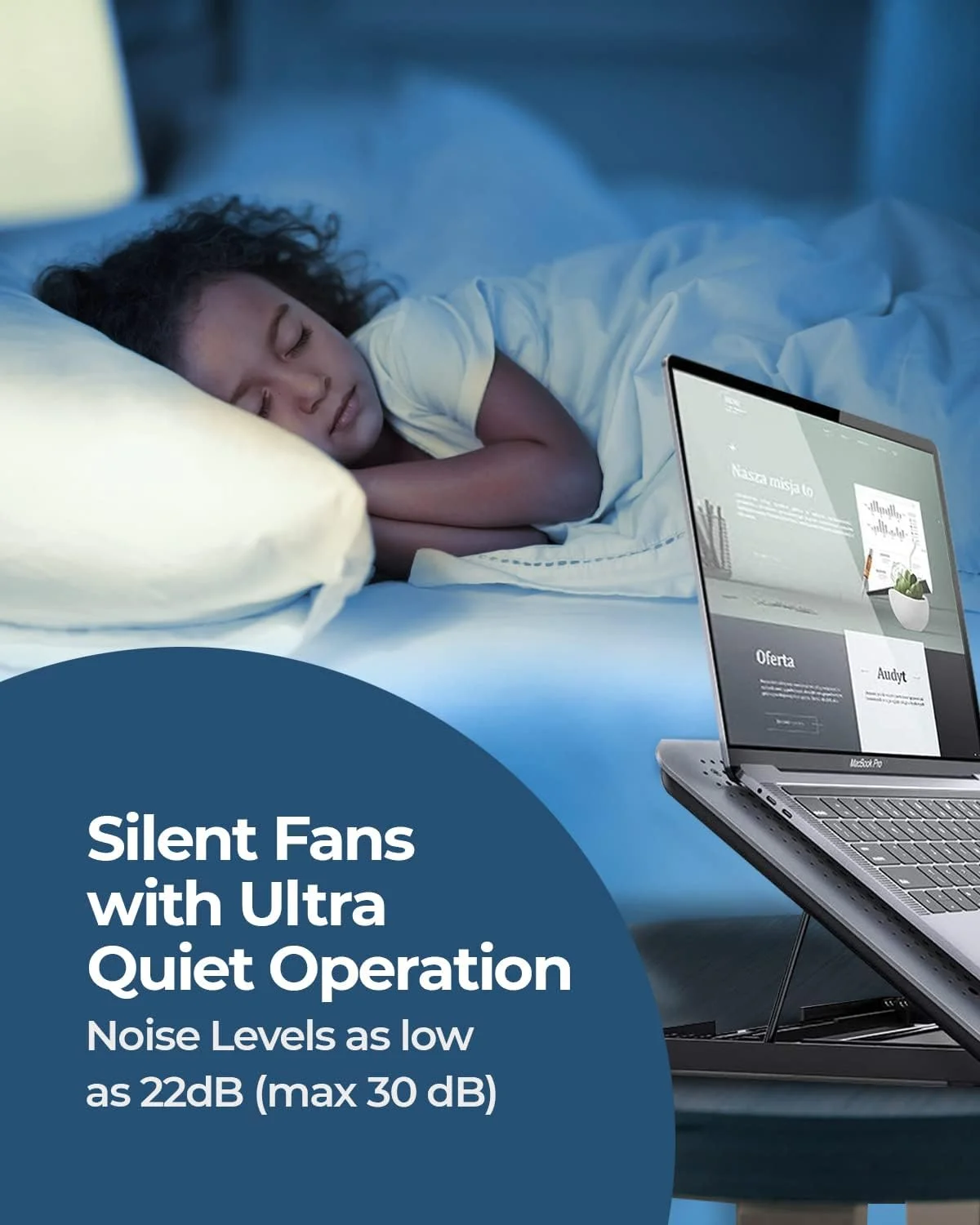 پد خنک کننده لپ تاپ آلومینیومی RAEGR RapidCool 900 | دو پورت USB | با تنظیم چند زاویه ای و سرعت باد قابل تنظیم، پشتیبانی فلزی | بافل تاشو ضد لغزش | سازگار با لپ تاپ های تا 17 اینچ