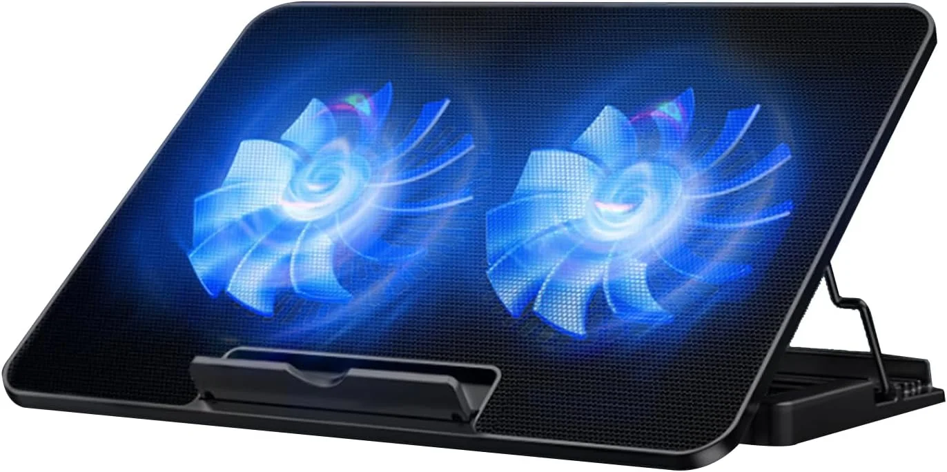 پد خنک کننده لپ تاپ، کولر لپ تاپ گیمینگ برای میز، پایه خنک کننده لپ تاپ با 2 فن بی صدا، کولر نوت بوک گیمینگ برای لپ تاپ های 12-16 اینچی، تشک خنک کننده کامپیوتر با قابلیت تنظیم ارتفاع در 6 حالت، دارای دو پورت USB پد خنک کننده لپ تاپ، کولر لپ تاپ گیمینگ برای میز، پایه خنک کننده لپ تاپ با 2 فن بی صدا، کولر نوت بوک گیمینگ برای لپ تاپ های 12-16 اینچی، تشک خنک کننده کامپیوتر با قابلیت تنظیم ارتفاع در 6 حالت، دارای دو پورت USB