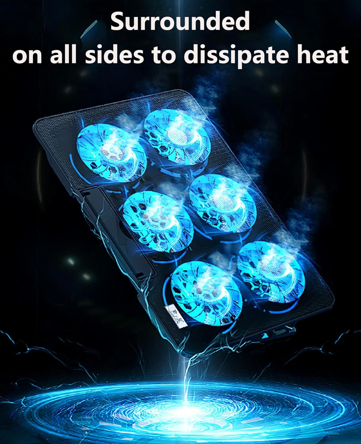 پد خنک کننده لپ تاپ Moninsta با 6 فن LED بی صدا برای لپ تاپ های 12-17 اینچی، کولر لپ تاپ گیمینگ قابل حمل فوق العاده باریک با USB، عملکرد سرعت فن کنترل سوئیچ