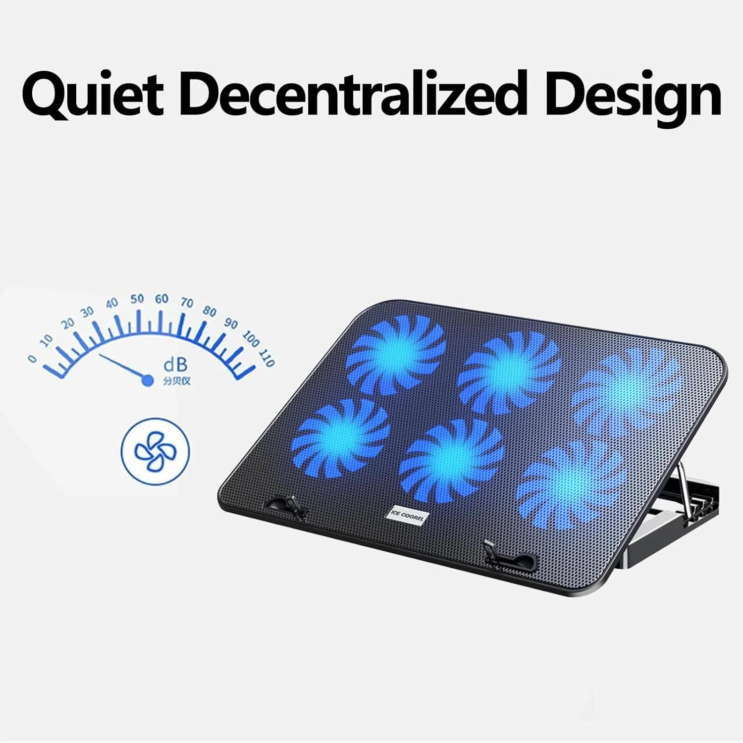 پایه خنک کننده لپ تاپ Lukione با 6 فن خنک کننده بی صدا، دو پورت USB، مناسب برای لپ تاپ های 12-17 اینچی، پایه خنک کننده با ارتفاع قابل تنظیم - ایده آل برای بازی، دفتر کار و استفاده خانگی