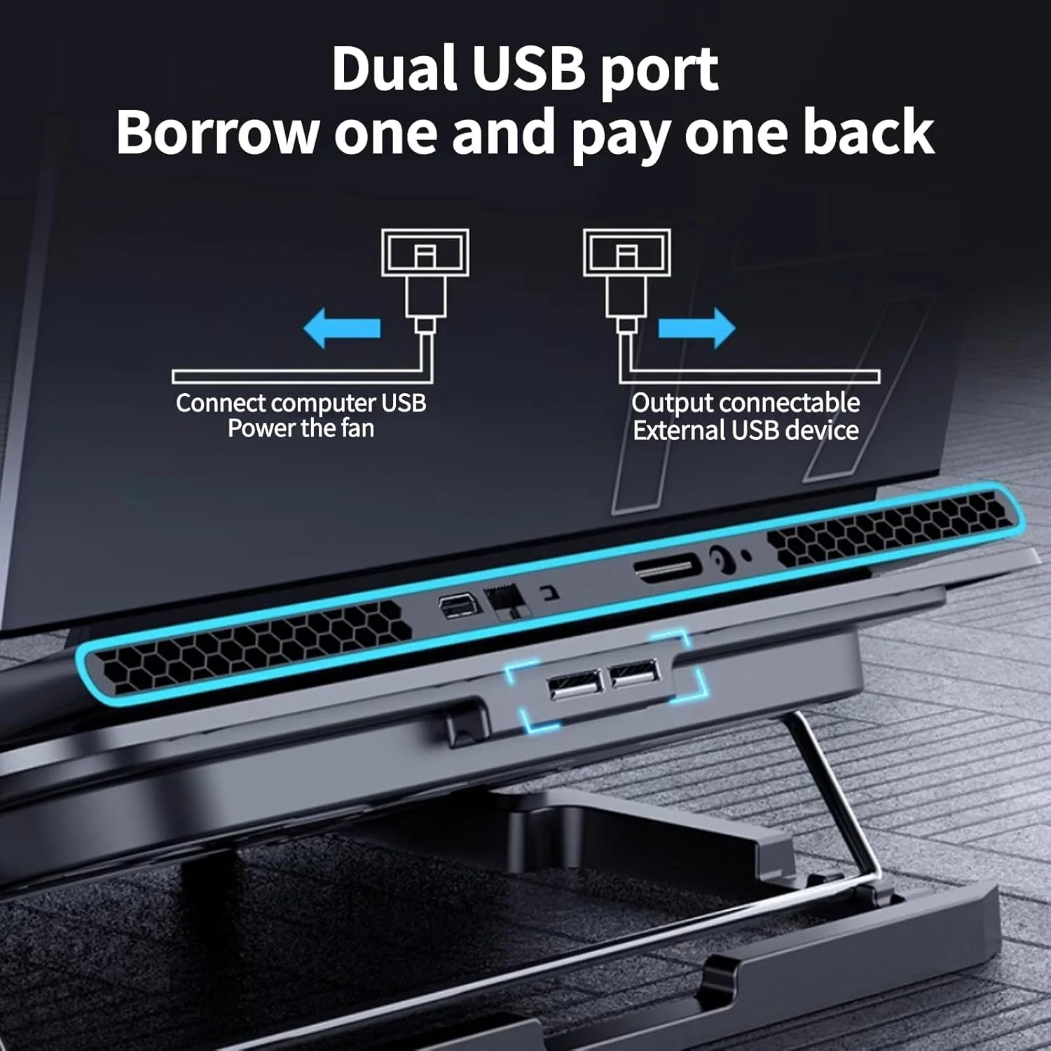 پایه خنک کننده لپ تاپ Lukione با 6 فن خنک کننده بی صدا، دو پورت USB، مناسب برای لپ تاپ های 12-17 اینچی، پایه خنک کننده با ارتفاع قابل تنظیم - ایده آل برای بازی، دفتر کار و استفاده خانگی