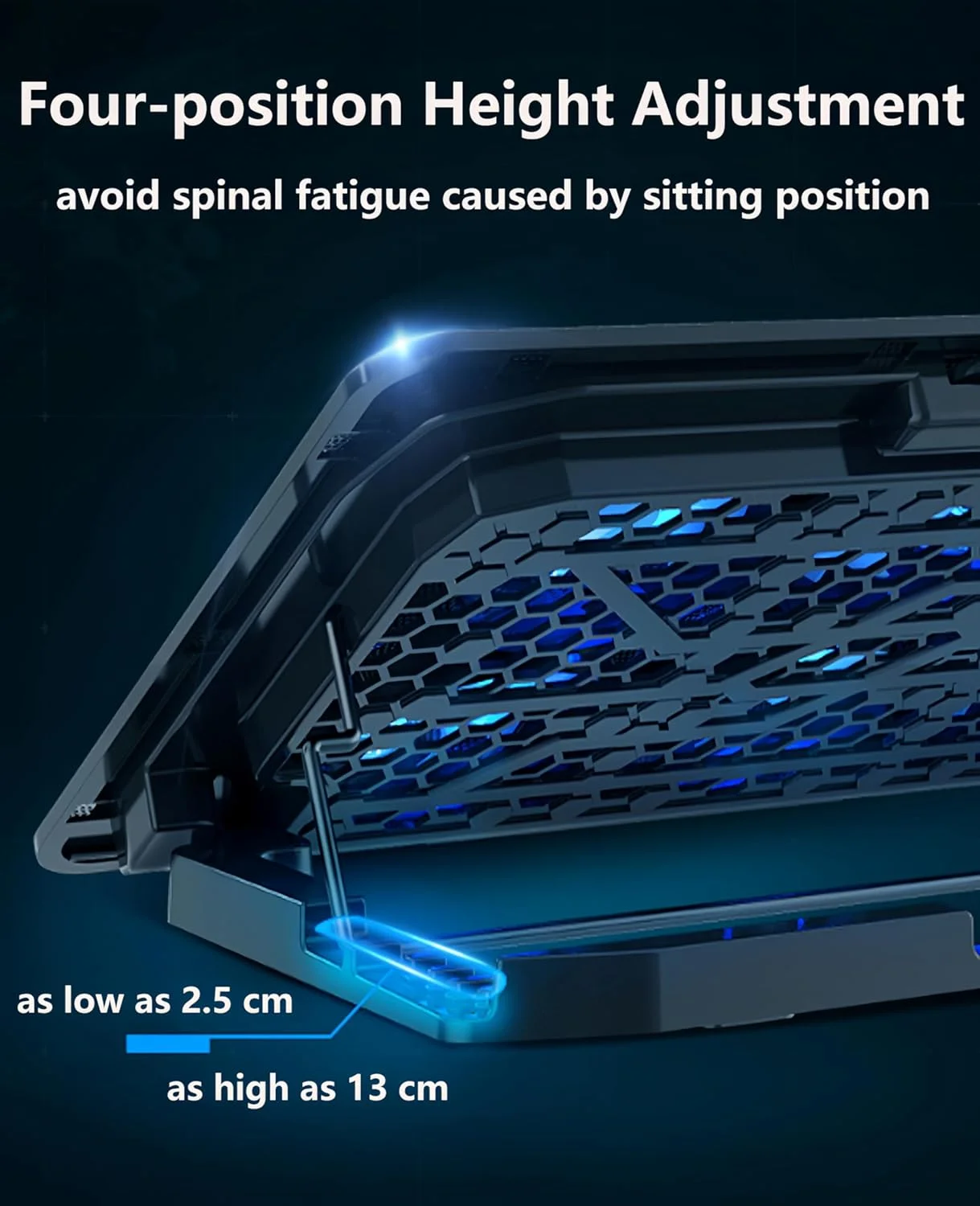پد خنک کننده لپ تاپ Moninsta با 6 فن LED بی صدا برای لپ تاپ های 12-17 اینچی، کولر لپ تاپ گیمینگ قابل حمل فوق العاده باریک با USB، عملکرد سرعت فن کنترل سوئیچ