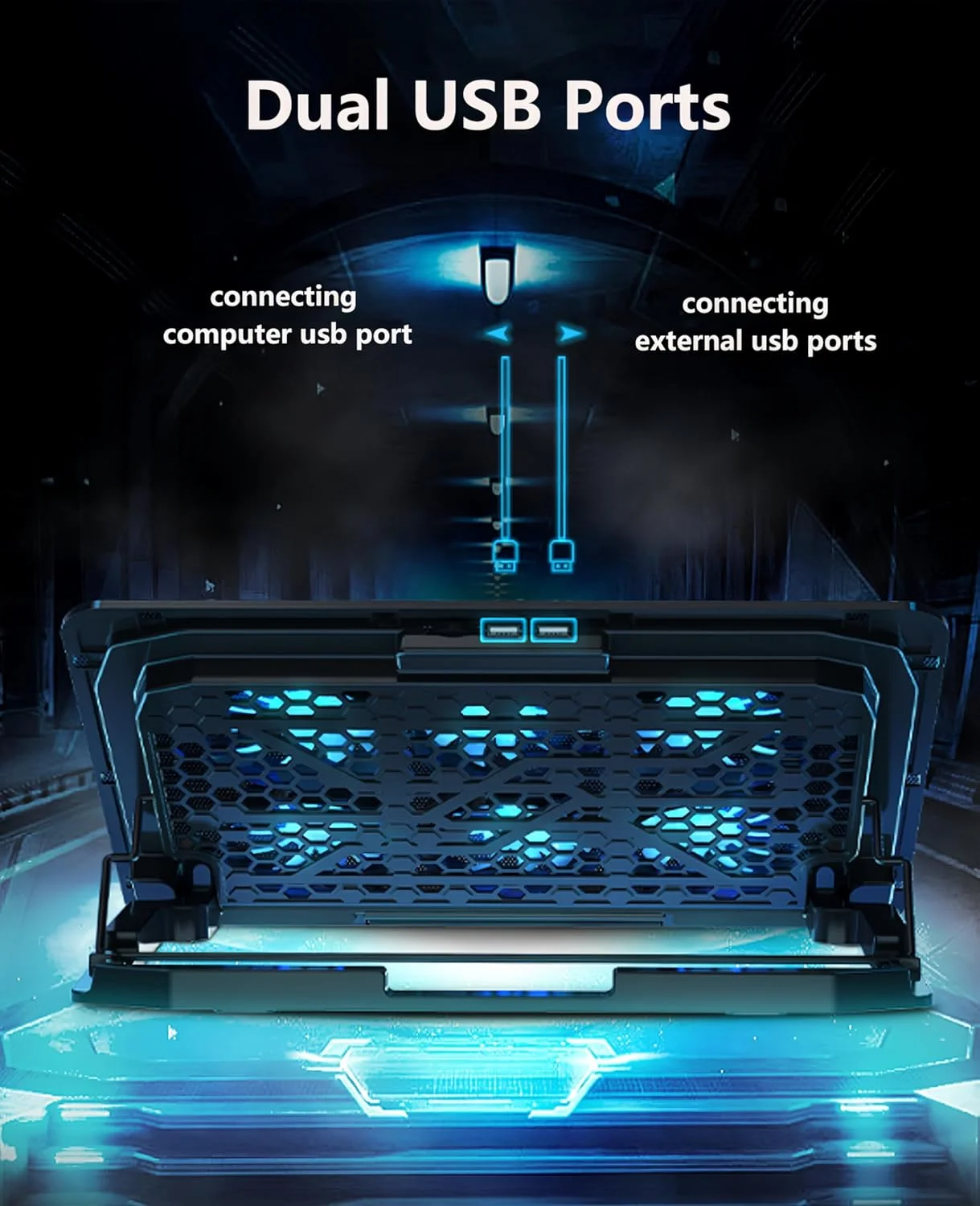 پد خنک کننده لپ تاپ Moninsta با 6 فن LED بی صدا برای لپ تاپ های 12-17 اینچی، کولر لپ تاپ گیمینگ قابل حمل فوق العاده باریک با USB، عملکرد سرعت فن کنترل سوئیچ