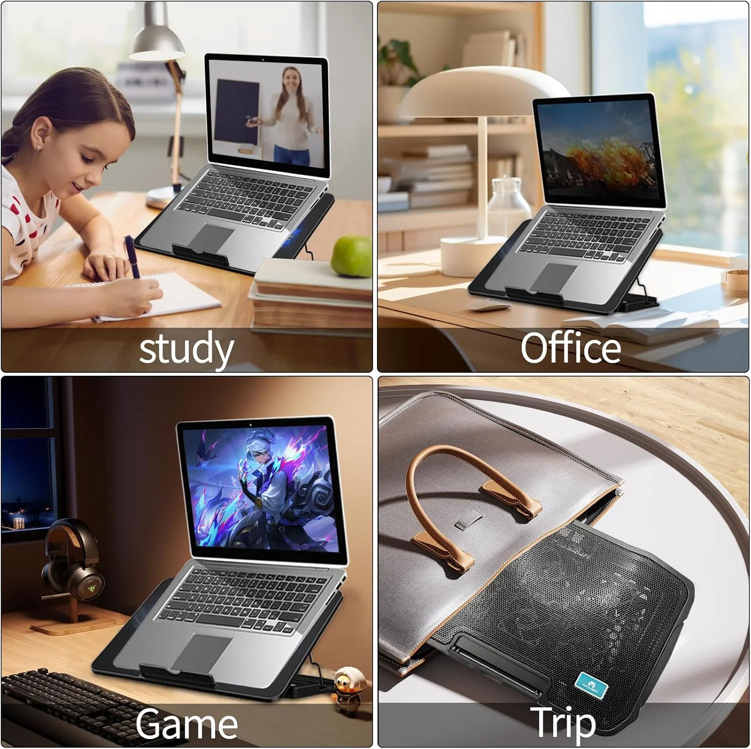 پد خنک کننده لپ تاپ Moninsta با 6 فن LED بی صدا برای لپ تاپ های 12-17 اینچی، کولر لپ تاپ گیمینگ قابل حمل فوق العاده باریک با USB، عملکرد سرعت فن کنترل سوئیچ