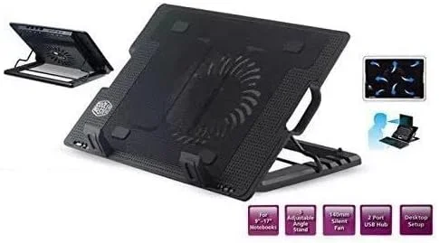 پد خنک کننده لپ تاپ کولر مستر با فن سایلنت، نوار LED و USB اضافی