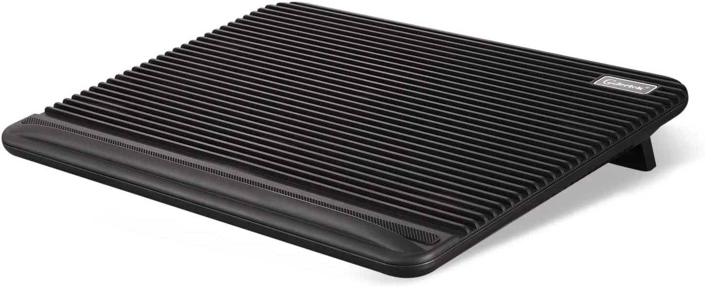 پد خنک کننده لپ تاپ Coolertek، کولر لپ تاپ با تغذیه USB، 2 فن بزرگ آبی بی صدا، پایه لپ تاپ ضد لغزش با قابلیت تنظیم ارتفاع با دو پورت USB 2.0، مناسب برای نوت بوک های 11-17 اینچی - مشکی (N2)