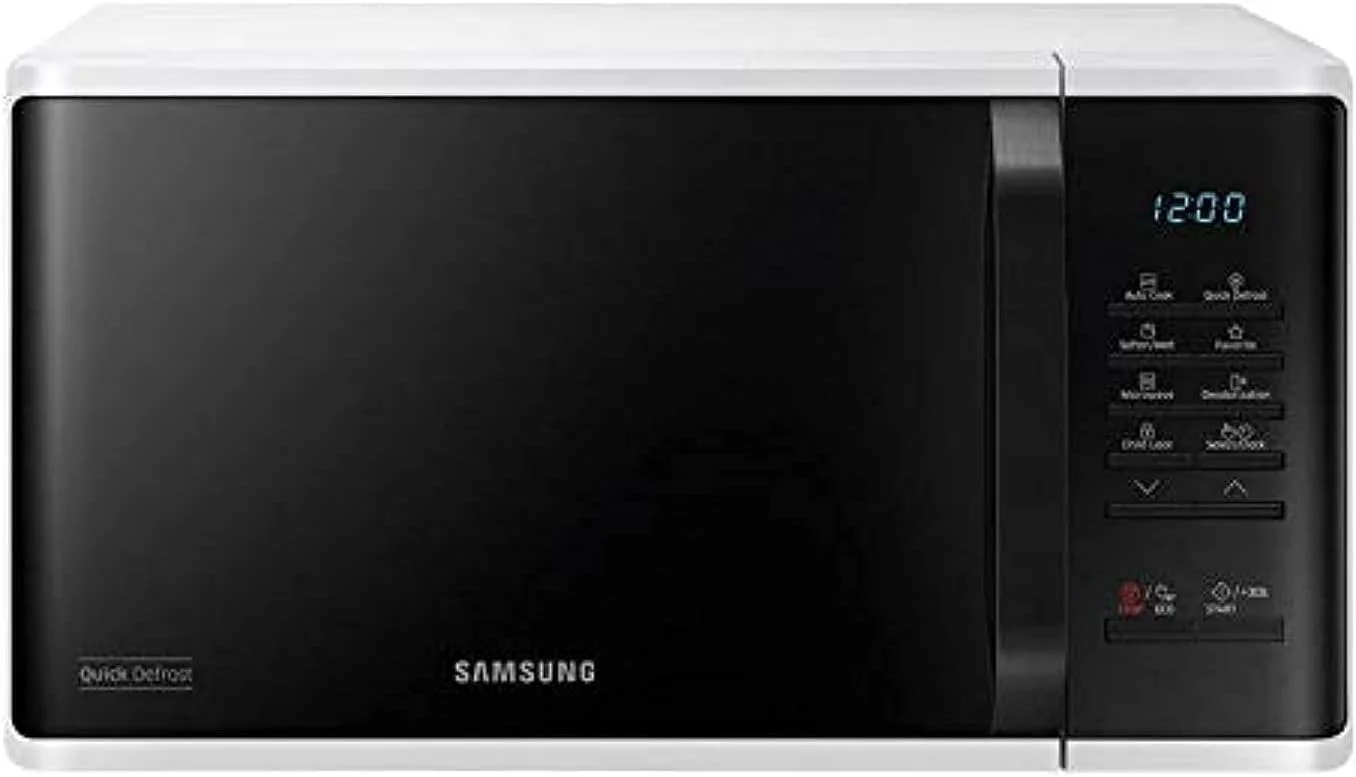مایکروویو 23 لیتری سامسونگ مدل MS23K3513AW با قابلیت یخ زدایی سریع، سفید - دارای حداقل 1 سال گارانتی سازنده (نسخه امارات)