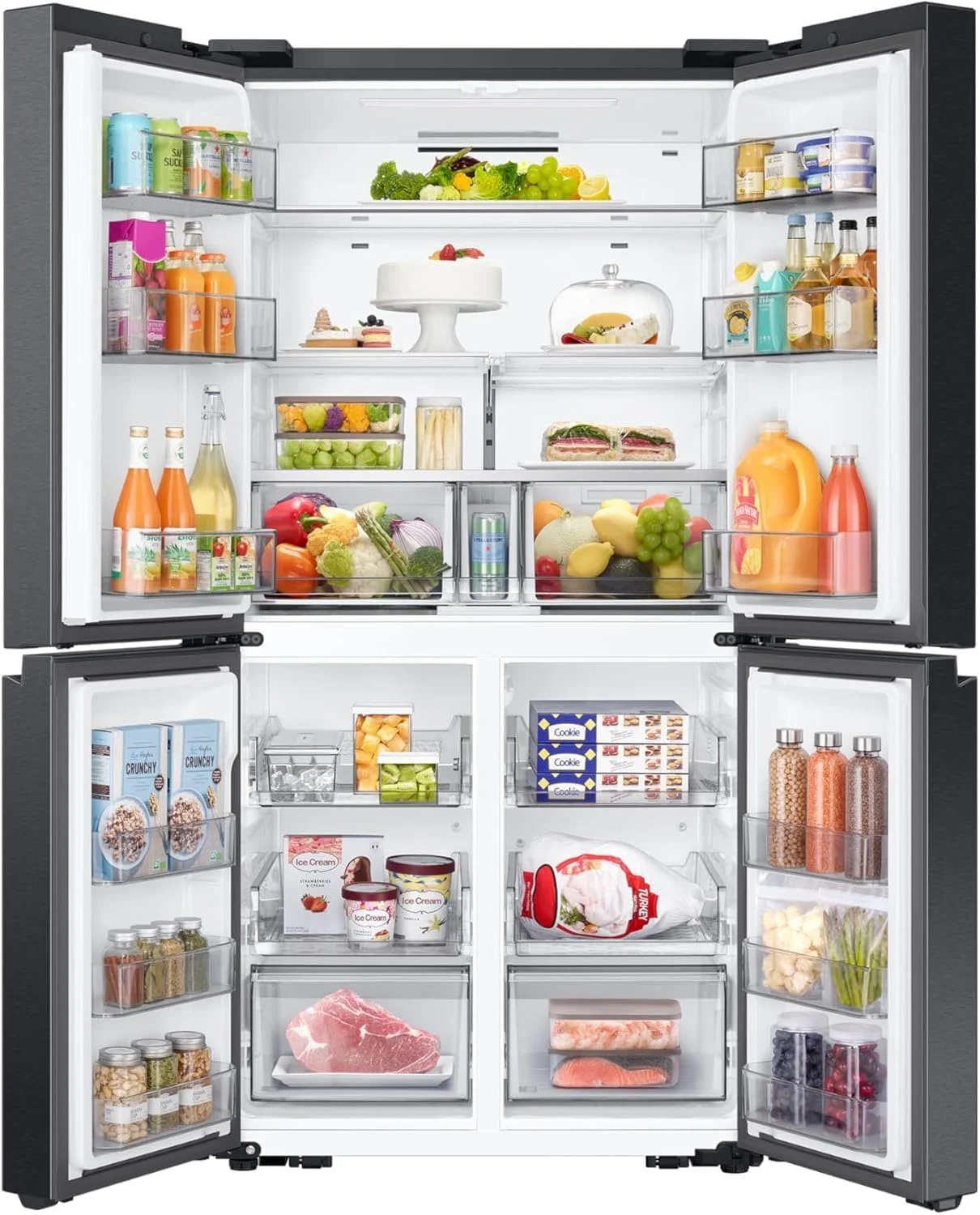 یخچال فریزر 650 لیتری سامسونگ، درب فرانسوی T شکل با Beverage Center™ + مایکروویو گریل و کانوکشن 28 لیتری سامسونگ با پخت و پز سالم [باندل]