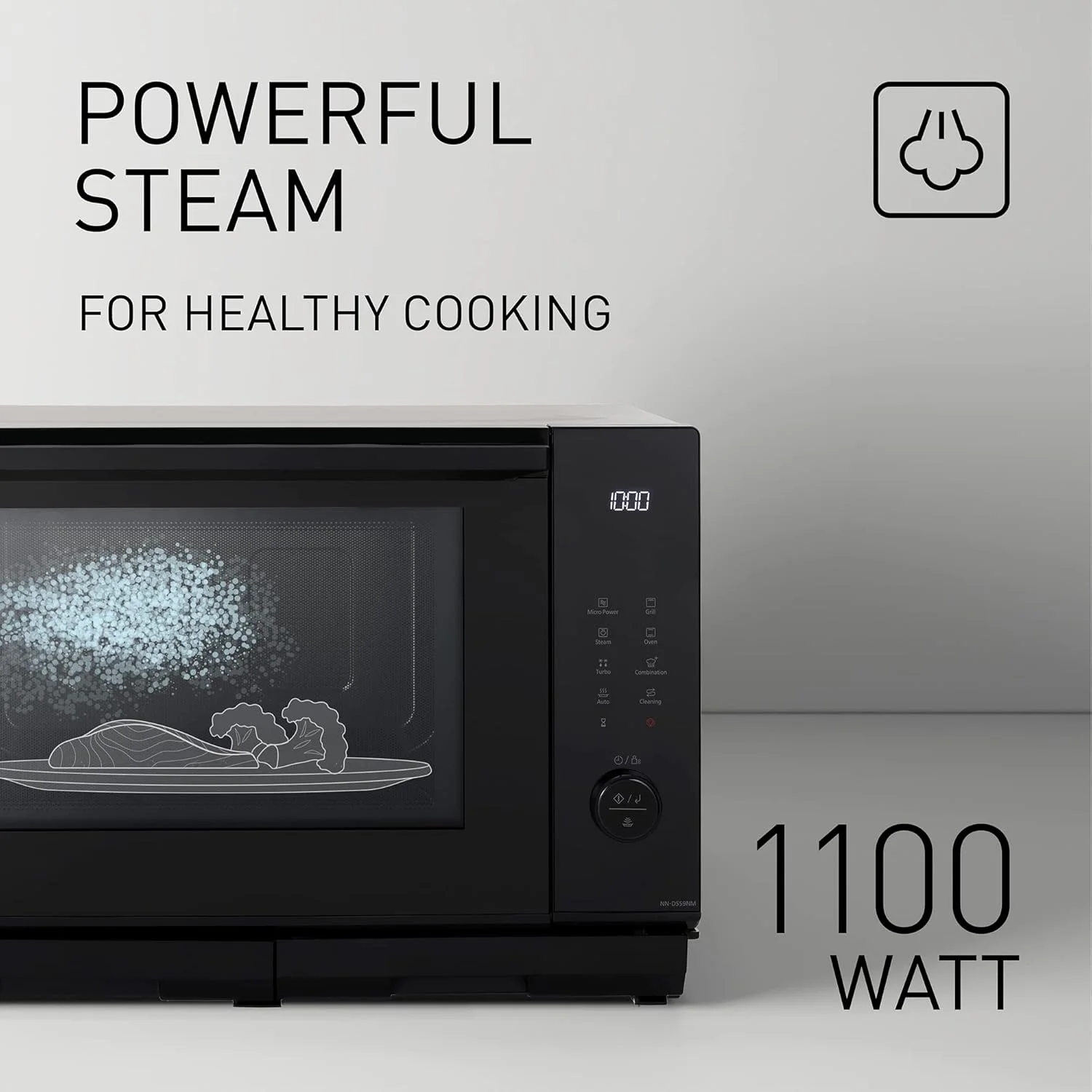 مایکروویو بخارپز ترکیبی 4 در 1 پاناسونیک مدل NN-DS59 (مایکروویو، بخارپز، حرارت از بالا/پایین و گریل، 27 لیتر)، استیل ضد زنگ مشکی