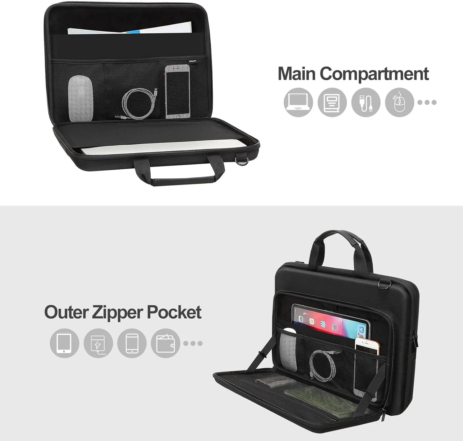 کیف لپ تاپ هارد شل MOSISO برای مردان و زنان، کیف کامپیوتر، کیف لپ تاپ با جیب جلویی و بند شانه کیف لپ تاپ هارد شل MOSISO برای مردان و زنان، کیف کامپیوتر، کیف لپ تاپ با جیب جلویی و بند شانه