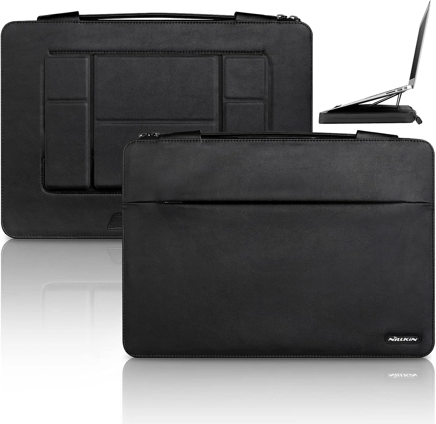 کیف لپ تاپ 15.6 اینچی Nillkin، استند لپ تاپ با دسته، کیف محافظ لپ تاپ سازگار با MacBook Air/Pro 16، لپ تاپ های 15-16 اینچی HP، Dell، Samsung Chromebook Asus Notebook، مشکی تیره