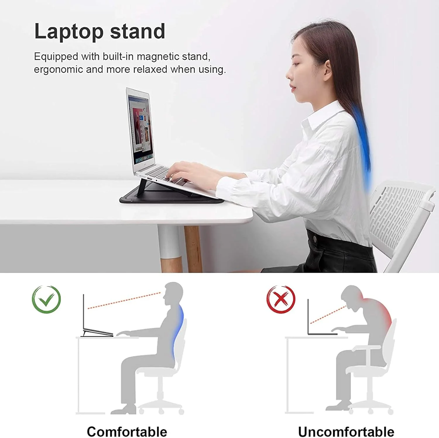 کیف لپ تاپ 15.6 اینچی Nillkin، استند لپ تاپ با دسته، کیف محافظ لپ تاپ سازگار با MacBook Air/Pro 16، لپ تاپ های 15-16 اینچی HP، Dell، Samsung Chromebook Asus Notebook، مشکی تیره