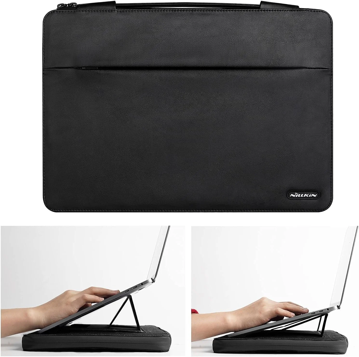 کیف لپ تاپ 15.6 اینچی Nillkin، استند لپ تاپ با دسته، کیف محافظ لپ تاپ سازگار با MacBook Air/Pro 16، لپ تاپ های 15-16 اینچی HP، Dell، Samsung Chromebook Asus Notebook، مشکی تیره