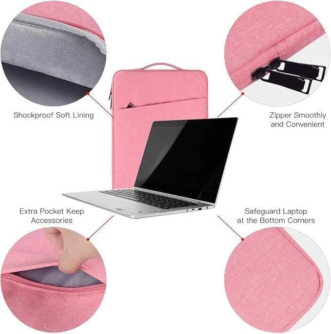 کیف آستینی لپ تاپ 14 اینچی HOME SELLER مناسب برای Asus Chromebook 14/Asus Vivobook 14، Lenovo ThinkPad 14/Lenovo Flex 14/Lenovo Yoga، Dell XPS 15 7590، Acer HP Chromebook 14، MacBook Pro 15 اینچ (صورتی)