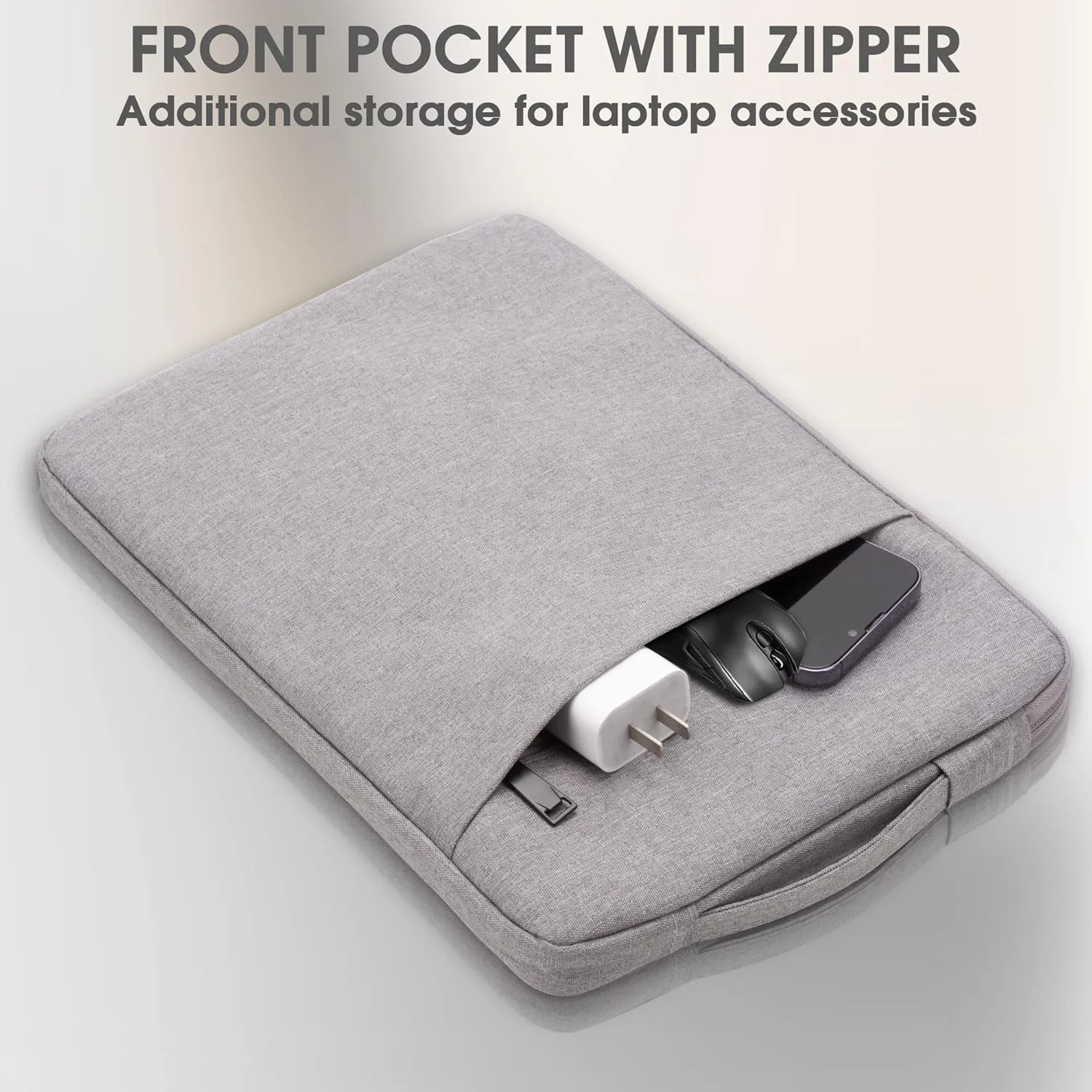 کیف آستین لپ تاپ 13 اینچی NALACAL سازگار با MacBook Air Mac Pro M1 Surface Lenovo Dell HP، کیف لوازم جانبی کامپیوتر، کیف پلی استر با جیب (خاکستری) کیف آستین لپ تاپ 13 اینچی NALACAL سازگار با MacBook Air Mac Pro M1 Surface Lenovo Dell HP، کیف لوازم جانبی کامپیوتر، کیف پلی استر با جیب (خاکستری)