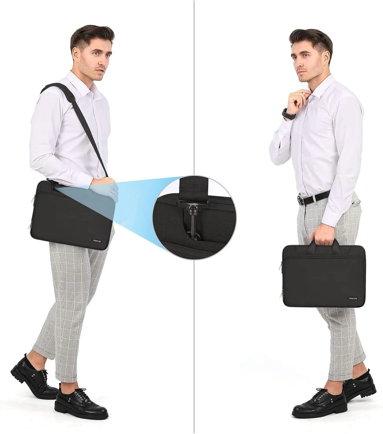 کیف شانه ای محافظ 360 درجه لپ تاپ MOSISO با آستین همرنگ و کمربند کیف شانه ای محافظ 360 درجه لپ تاپ MOSISO با آستین همرنگ و کمربند